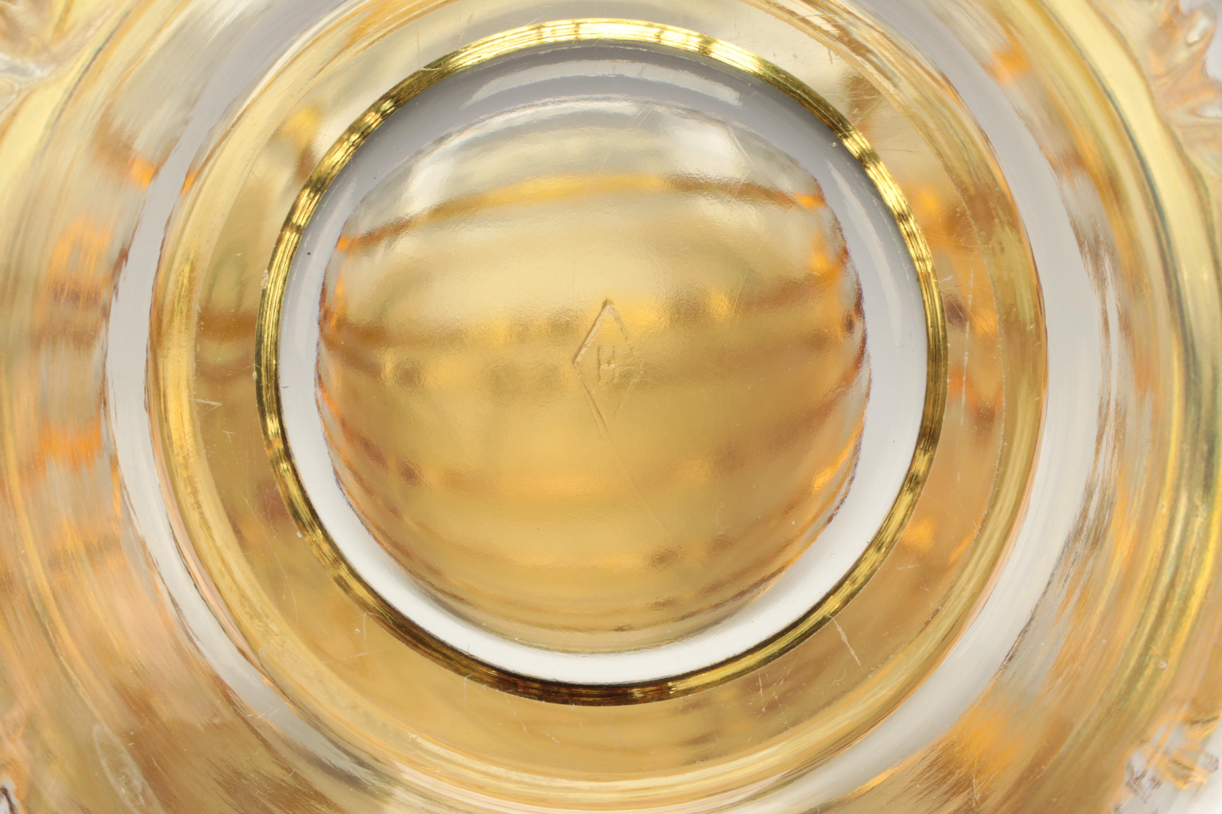 Heisey "Empress" Sahara Yellow Bowls and 3-Toed Dolphin Mayonnaise Bowls