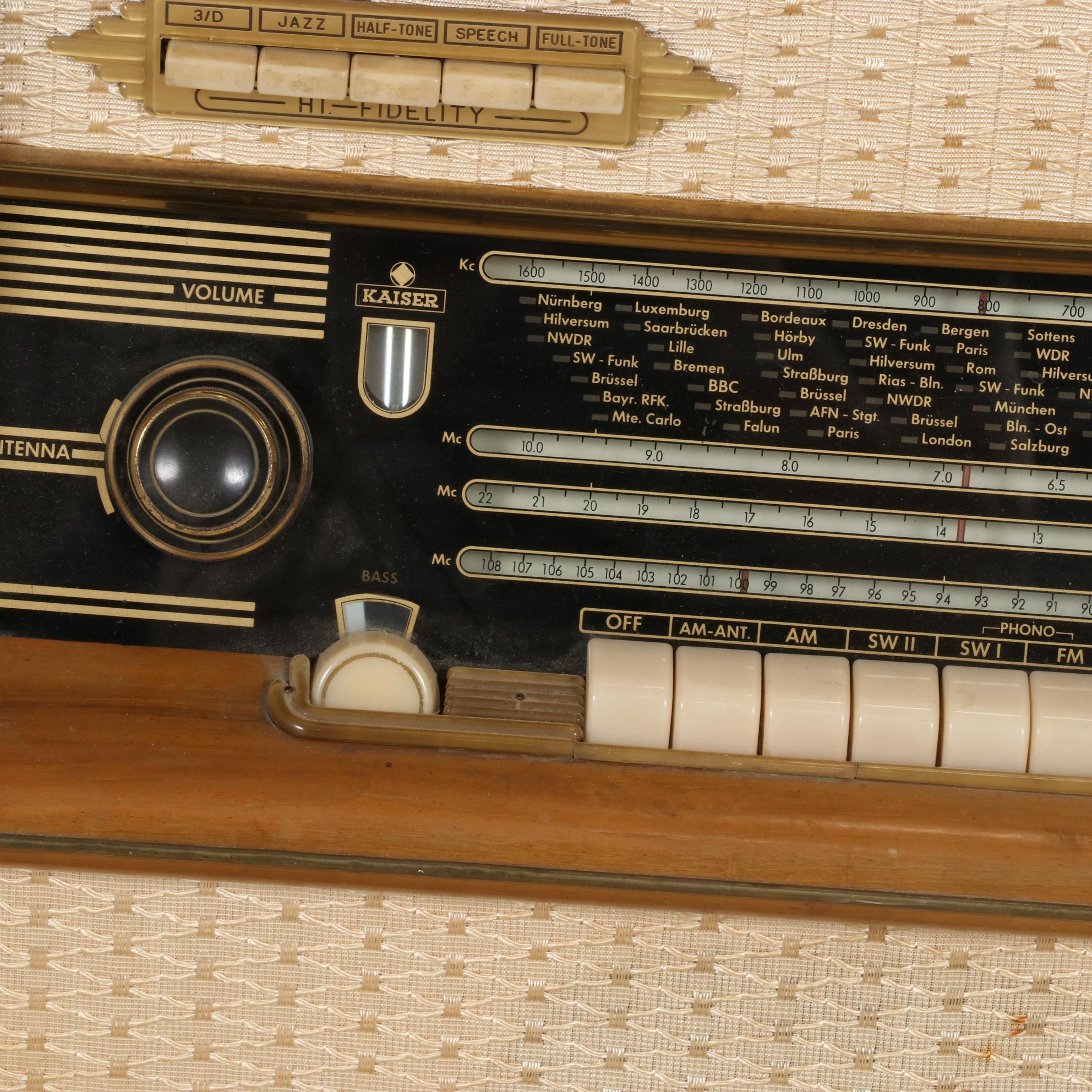 MCM Telefunken Kaiser Walnut Freestanding Combination Radio Turntable