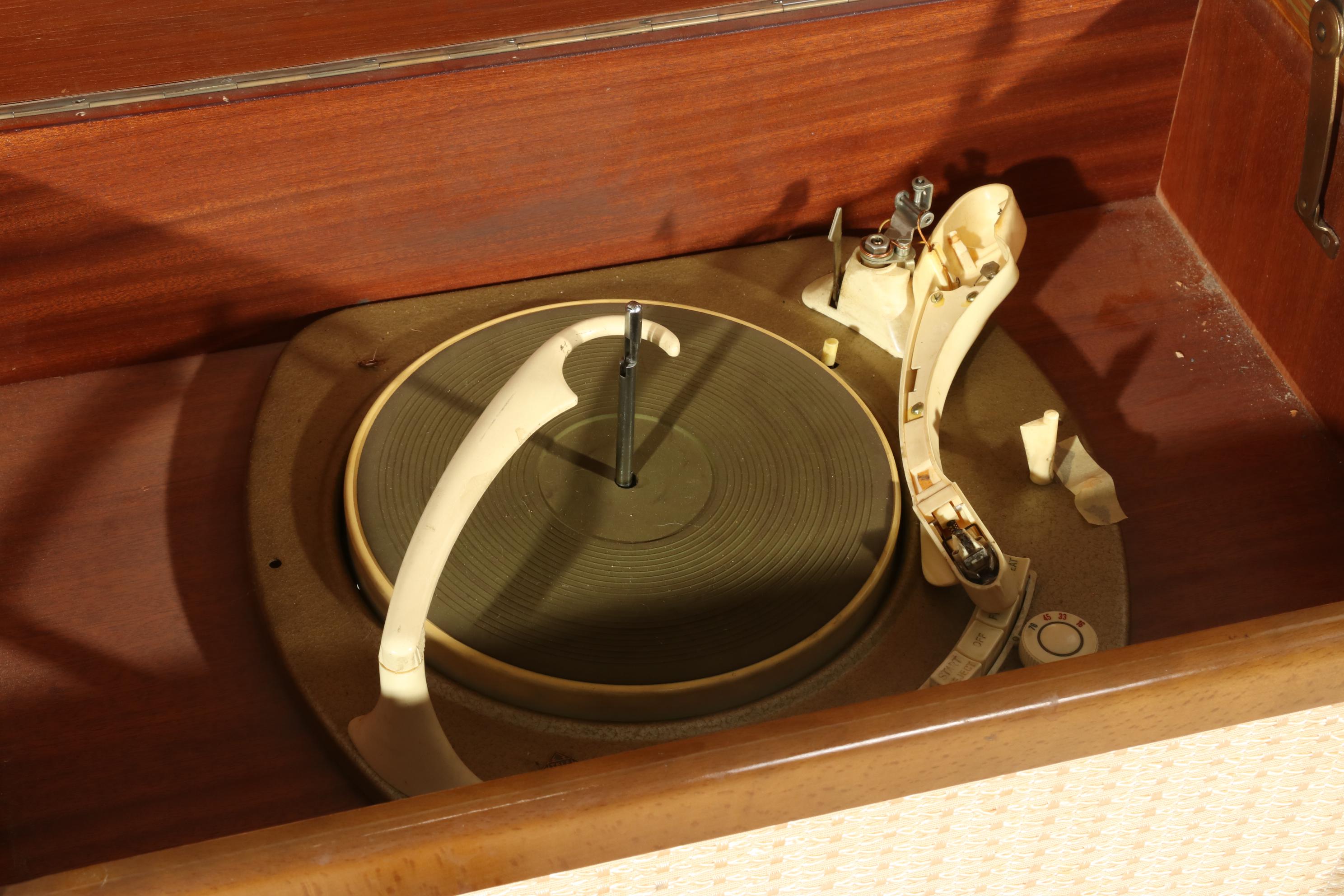 MCM Telefunken Kaiser Walnut Freestanding Combination Radio Turntable