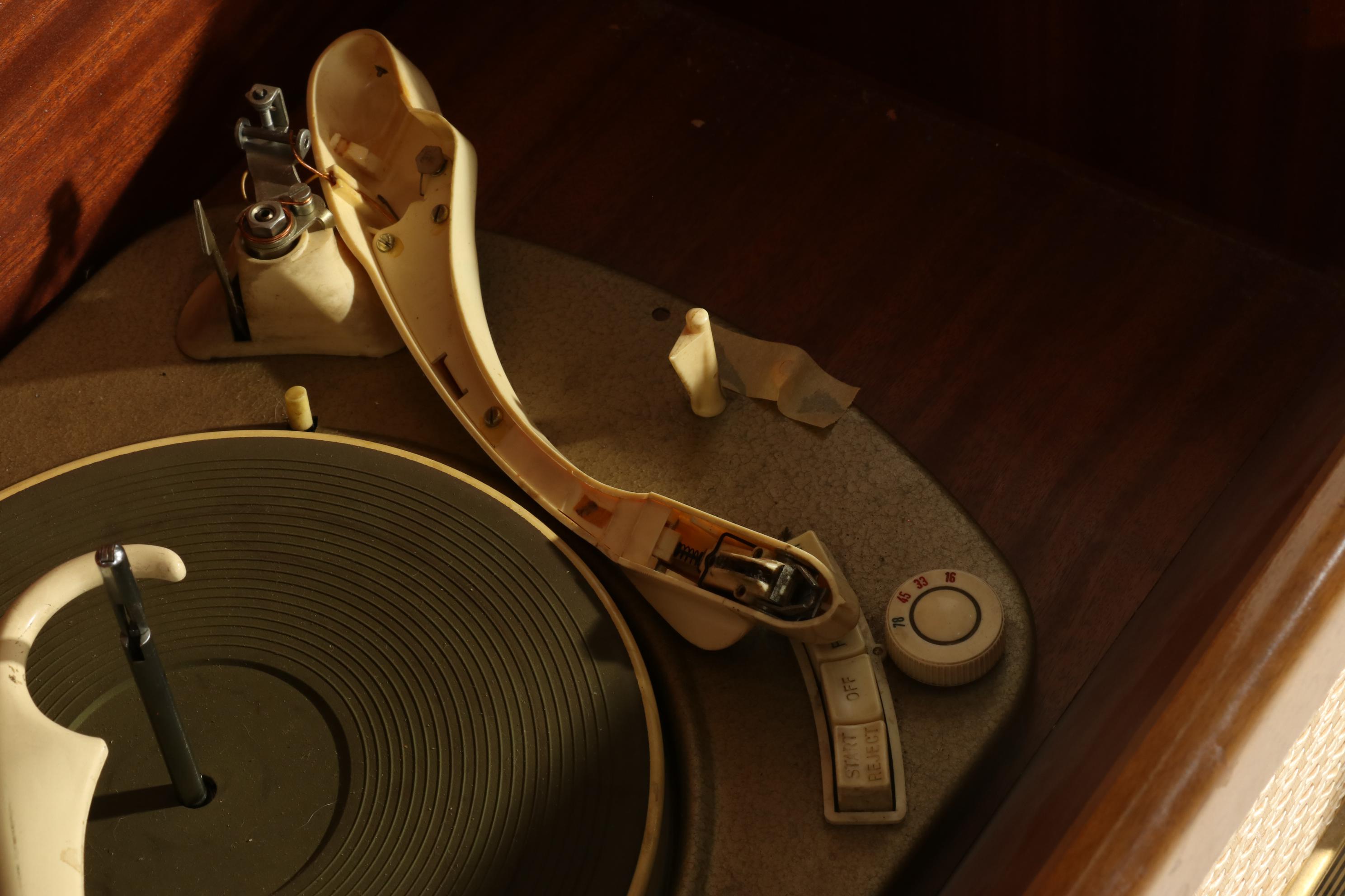 MCM Telefunken Kaiser Walnut Freestanding Combination Radio Turntable