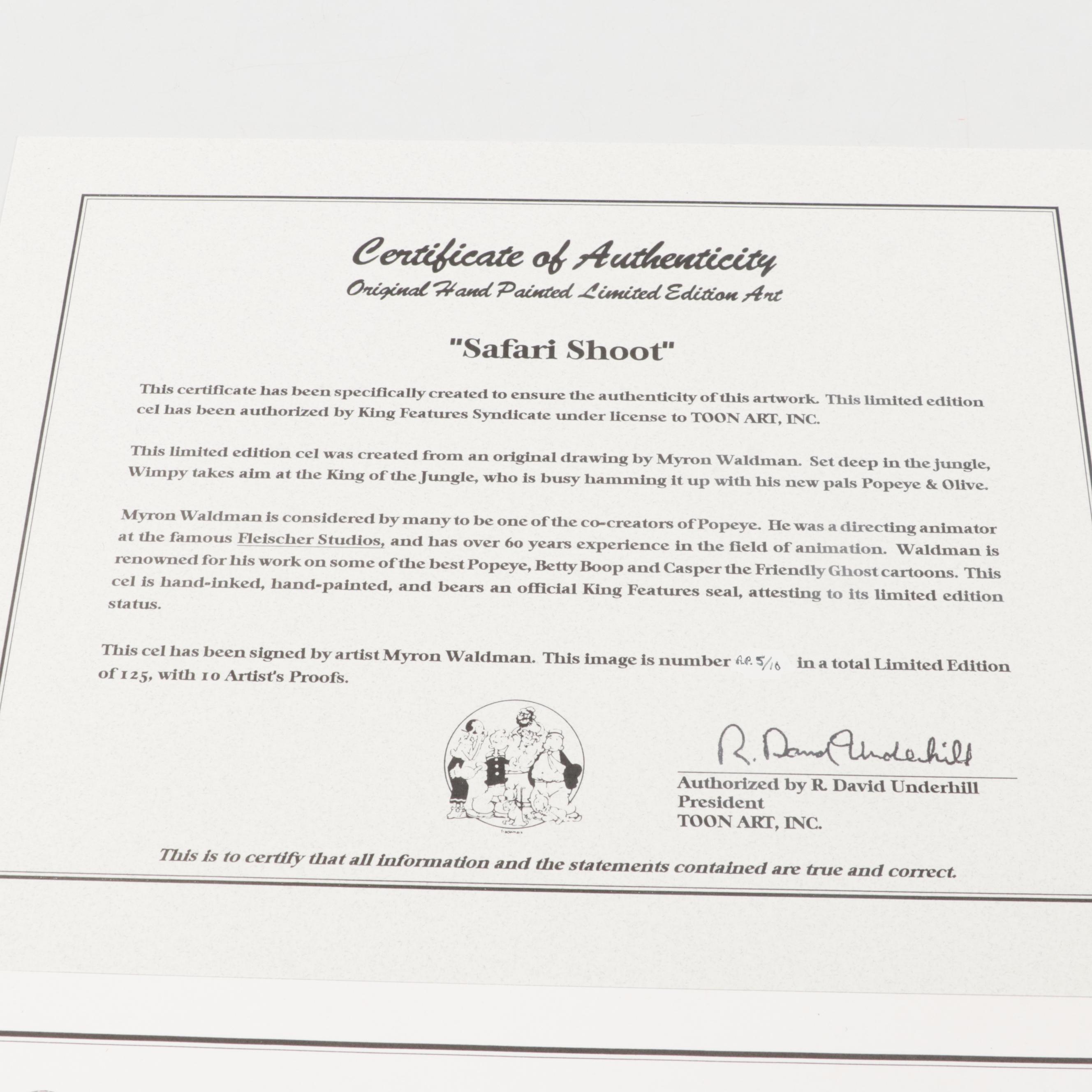 Limited Edition Myron Waldman Cels Featuring Popeye, Betty Boop, and More