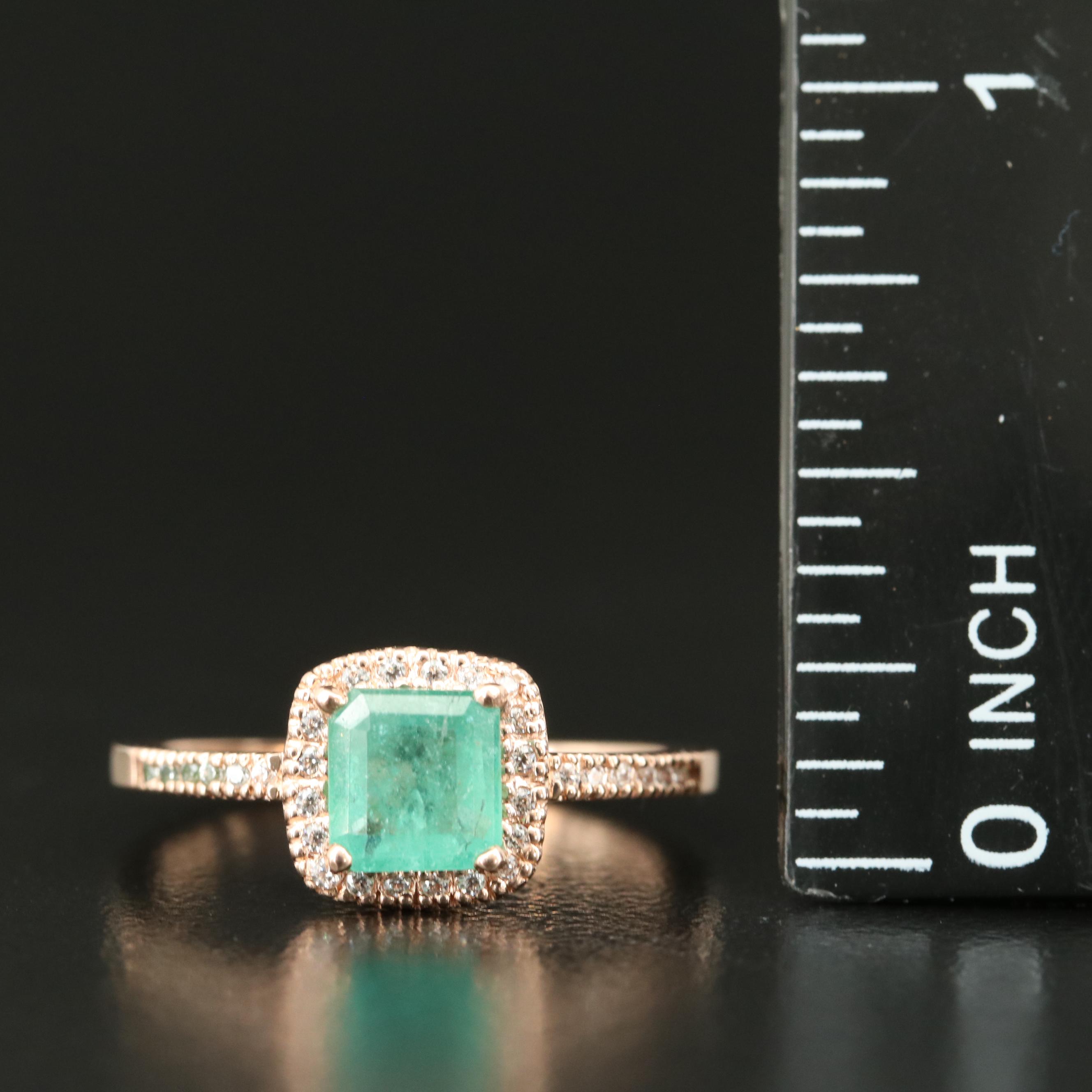 10K Rose Gold Emerald Ring