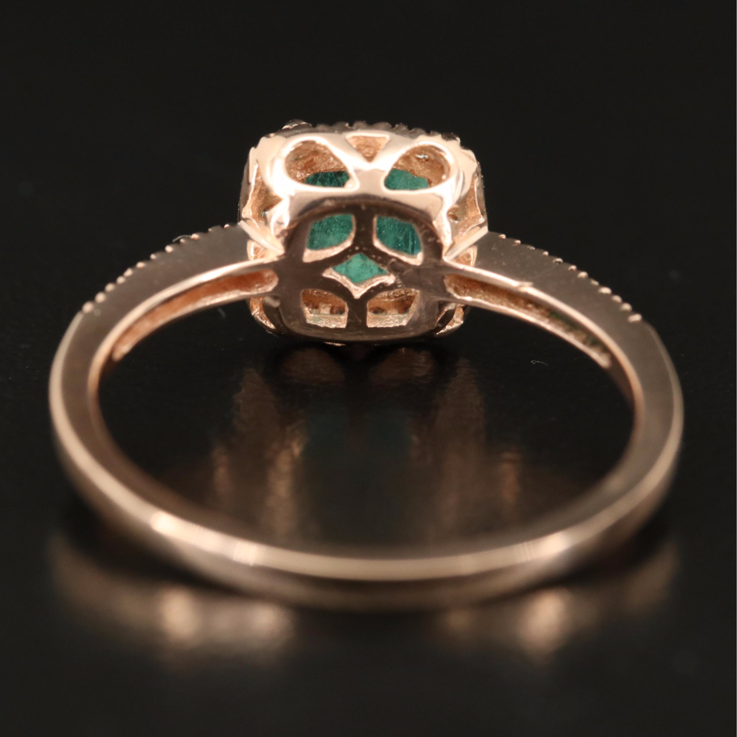 10K Rose Gold Emerald Ring