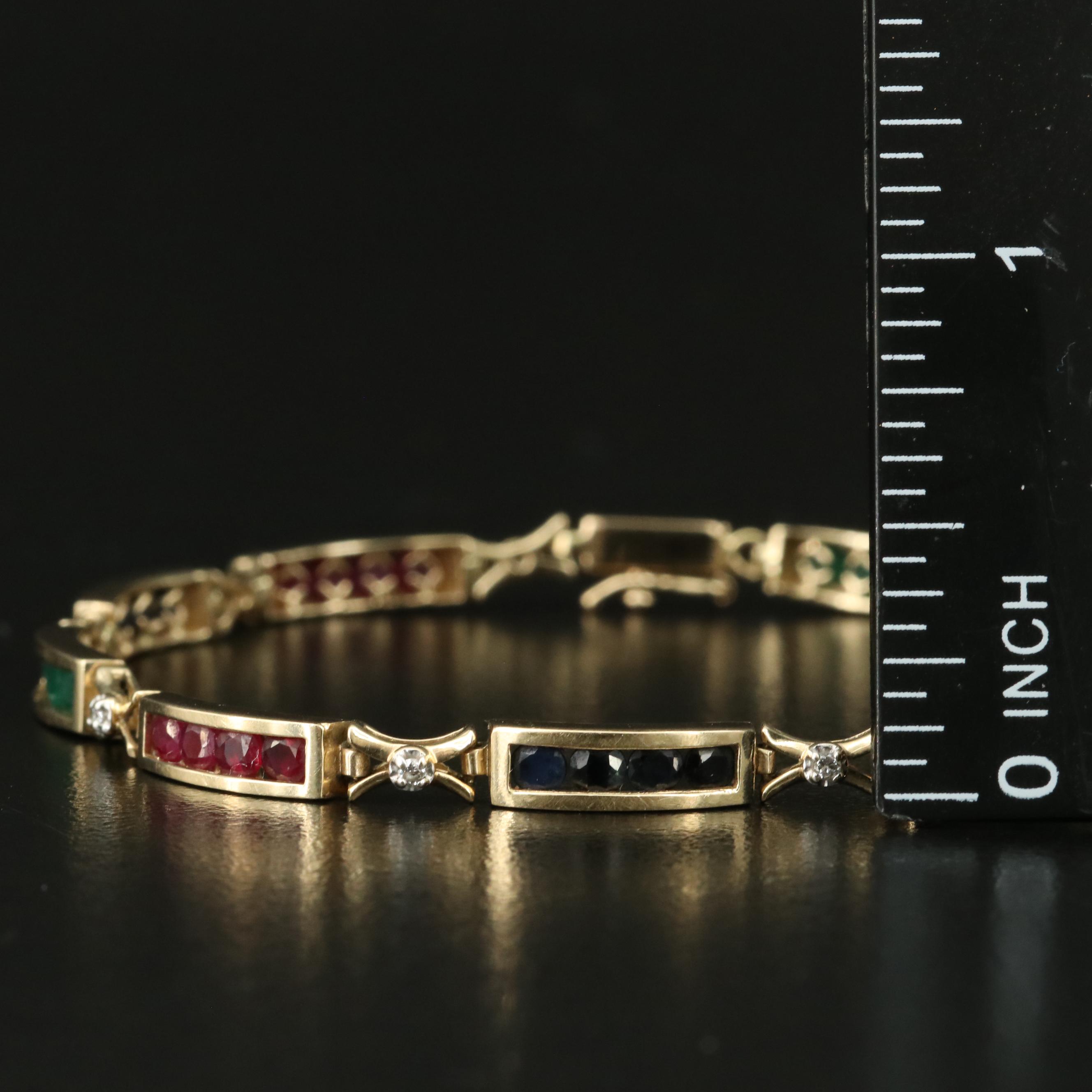 14K Sapphire, Ruby and Diamond Bracelet