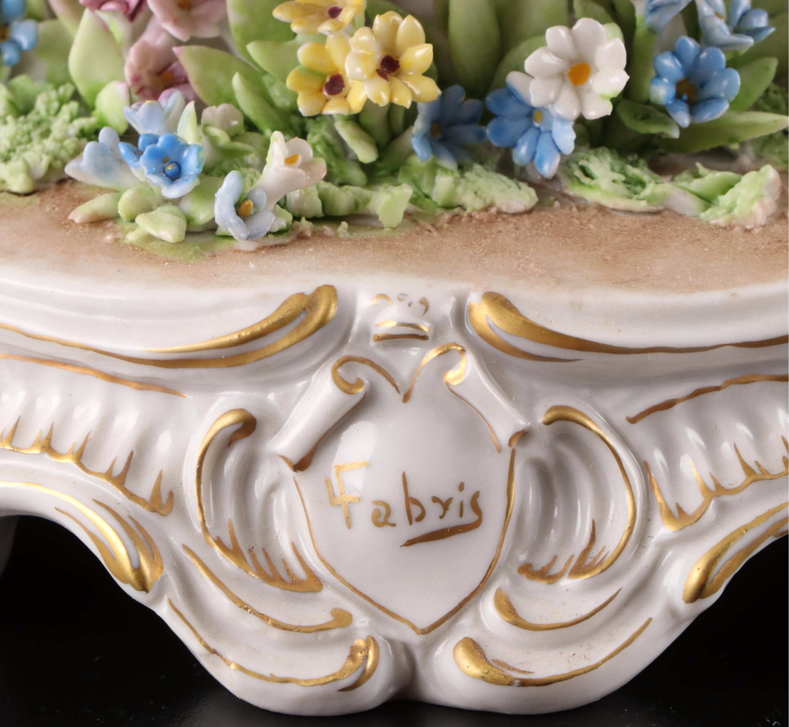 Luigi Fabris Dresden Style Lace Porcelain Figurine, Early to Mid-20th Century