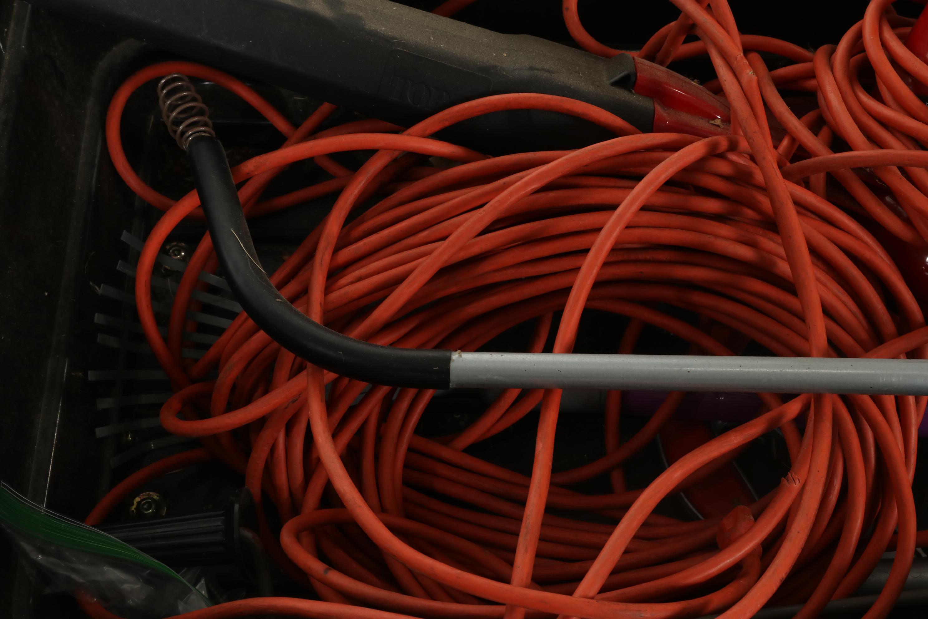 Gorilla Carts Garden Dump Cart With Toro Ultra Blower Vac and Extension Cord