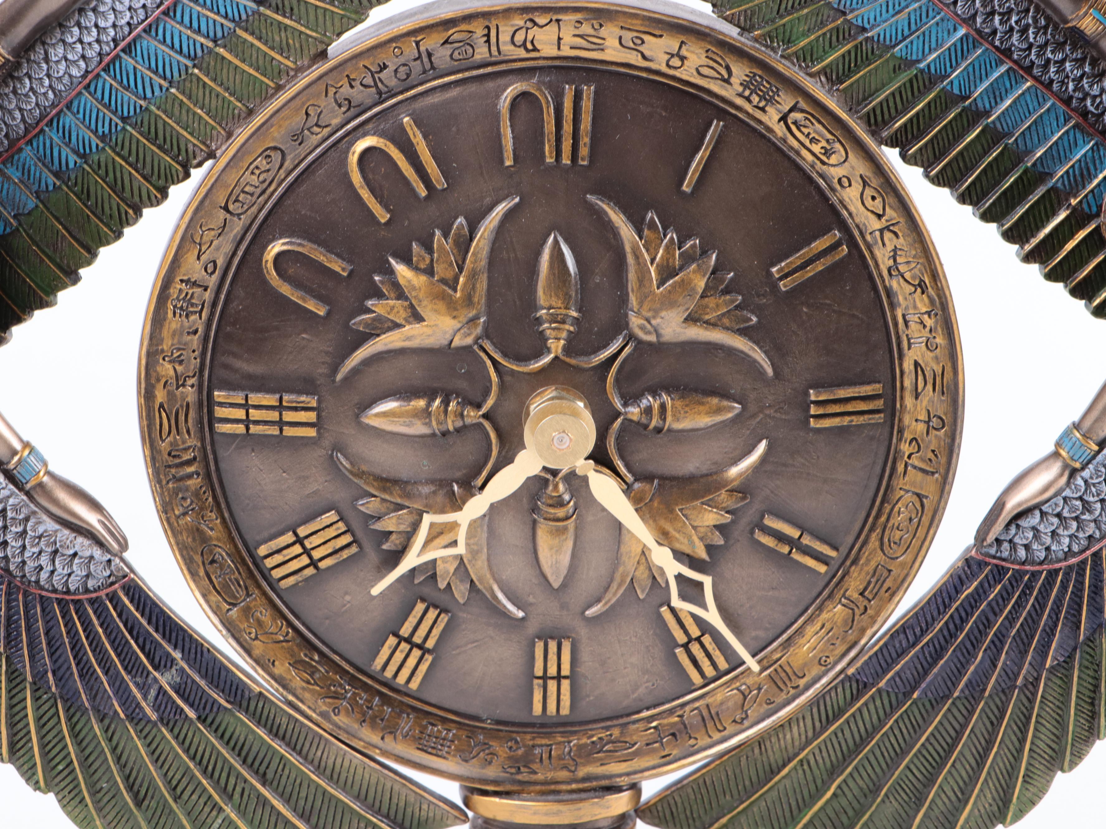 Veronese Design Egyptian Revival Style Composite Shelf Clock