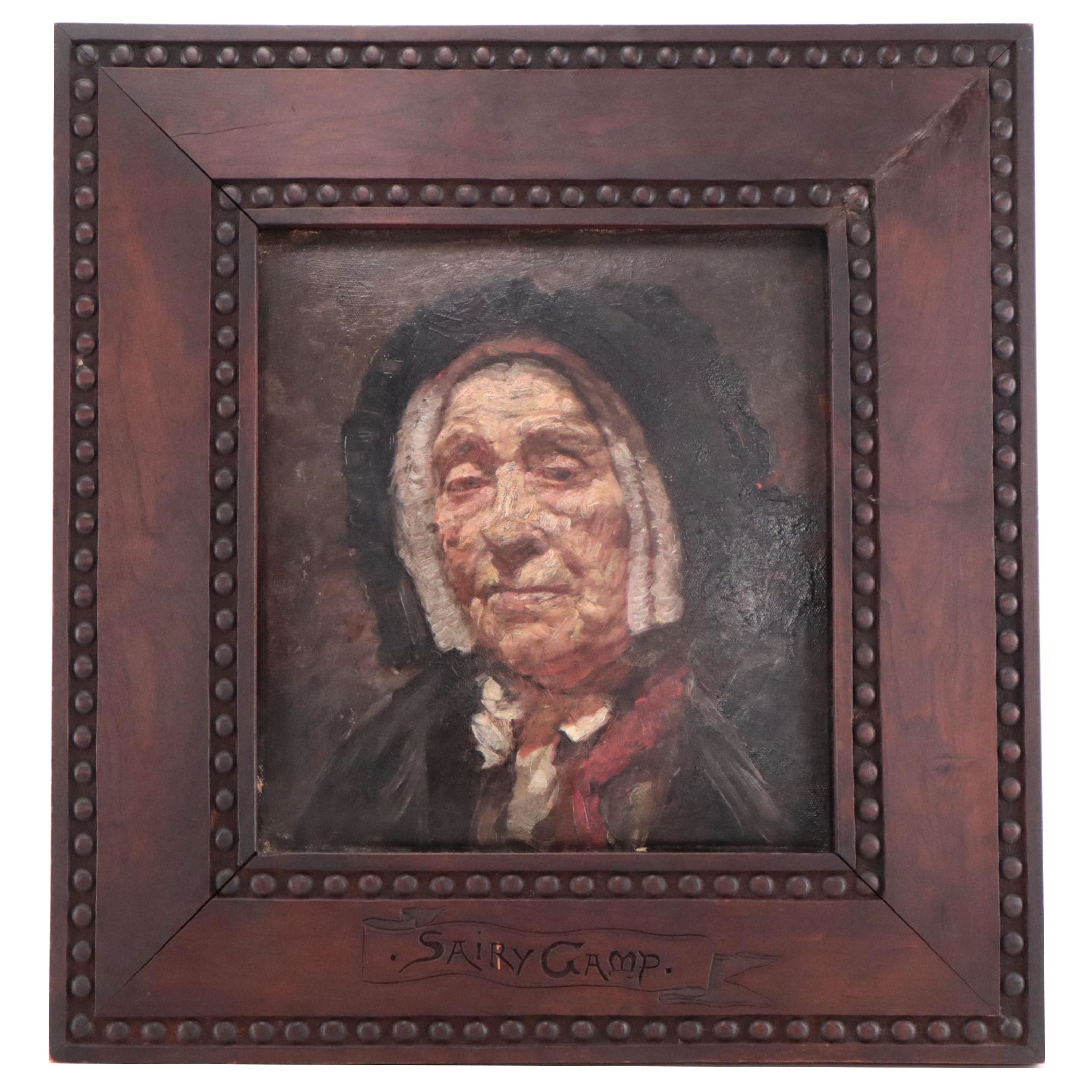 Oil Painting "Sairy Gamp," Circa 1900