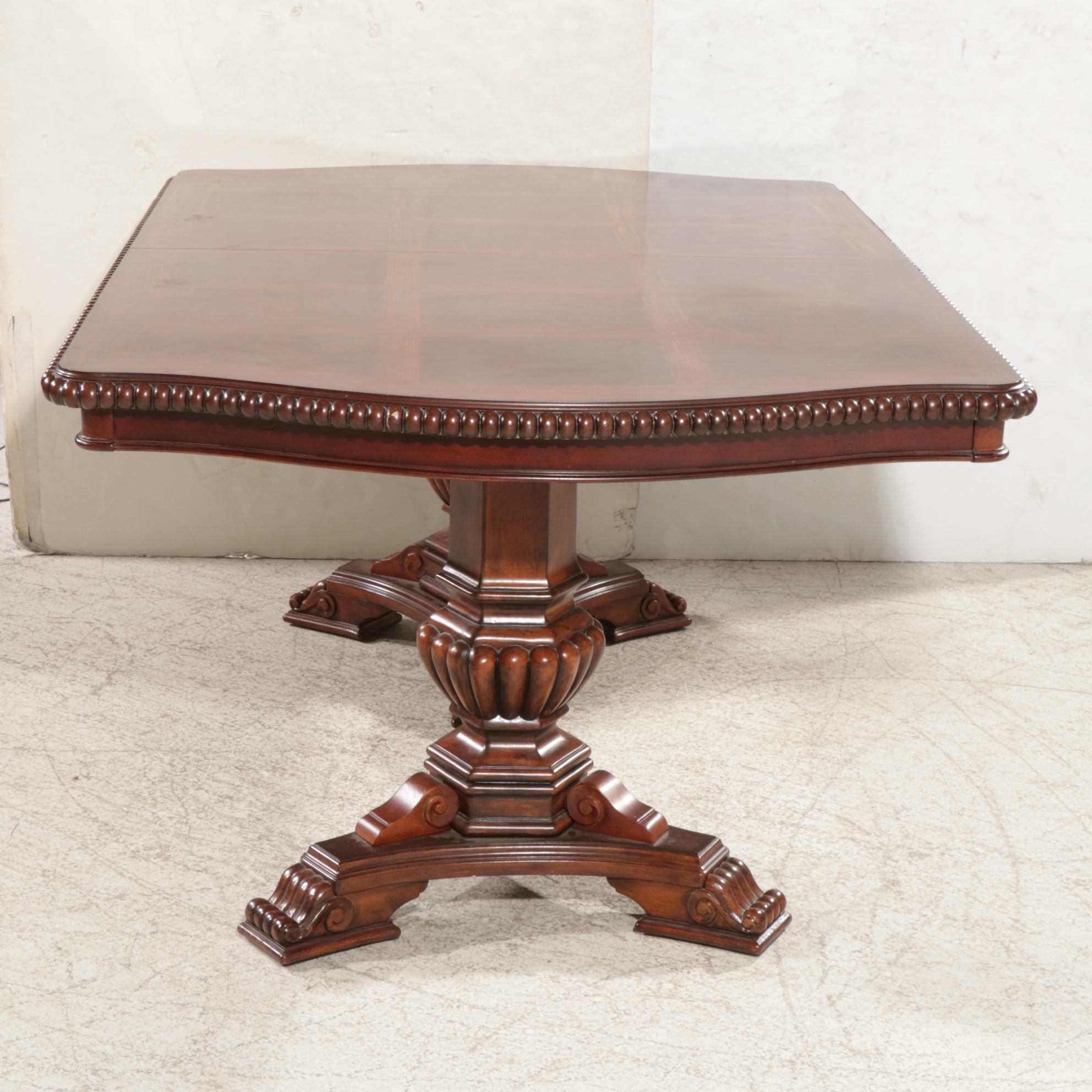 Villa Cortina Double Pedestal Dining Table with Parquetry Veneer Top