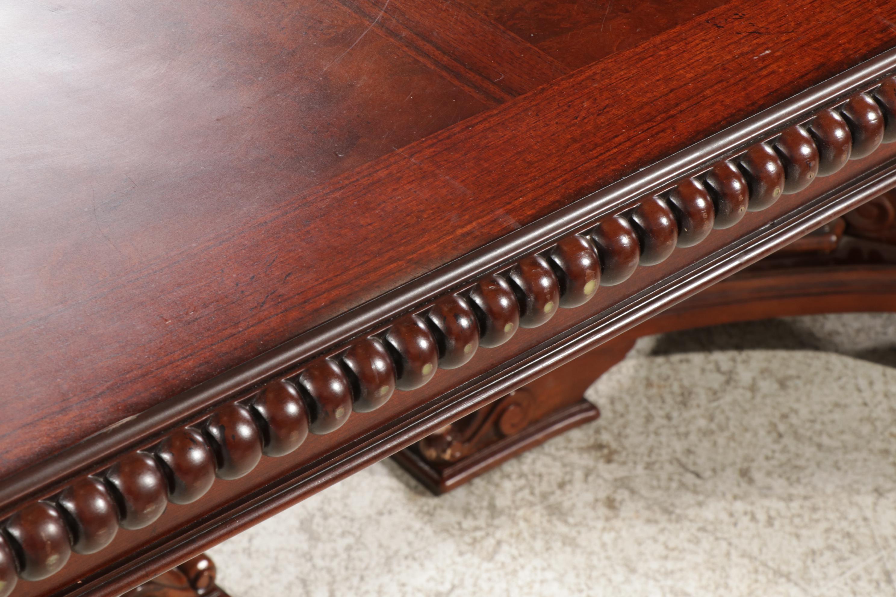 Villa Cortina Double Pedestal Dining Table with Parquetry Veneer Top