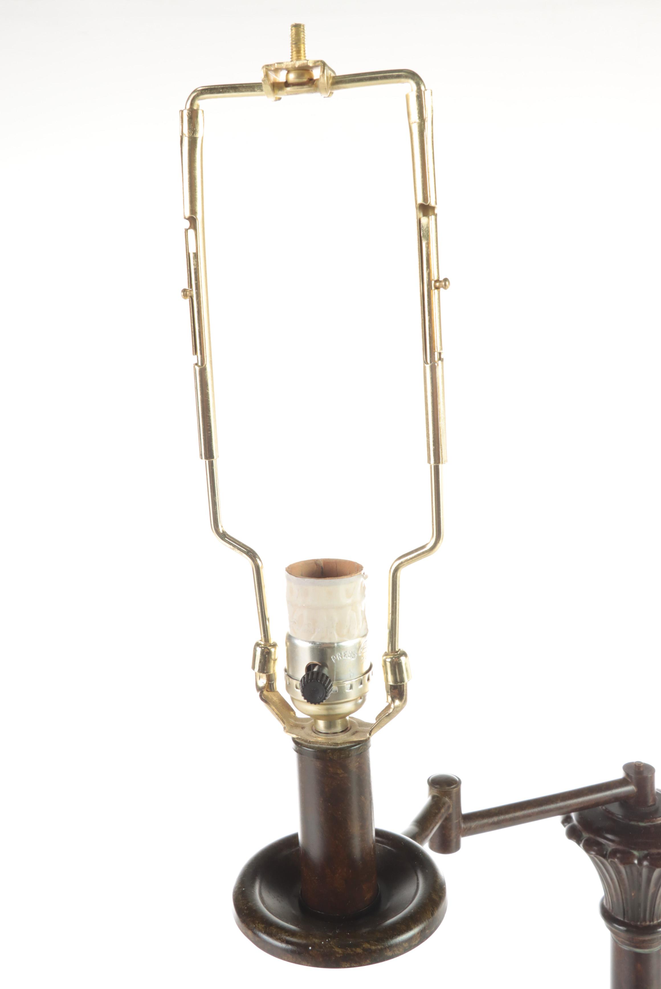 Patinated Metal and Molded Composite Swing-Arm Floor Lamp