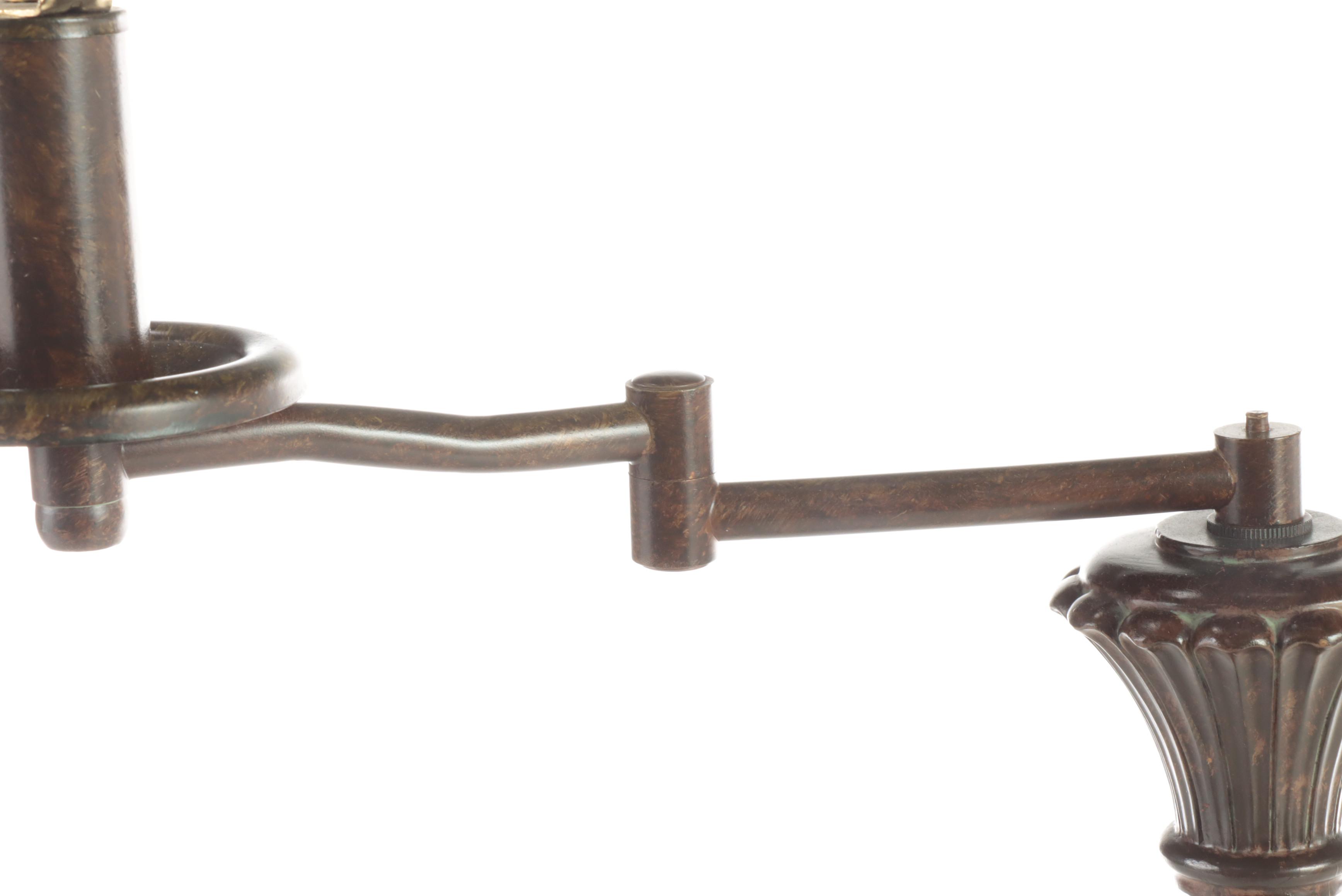 Patinated Metal and Molded Composite Swing-Arm Floor Lamp