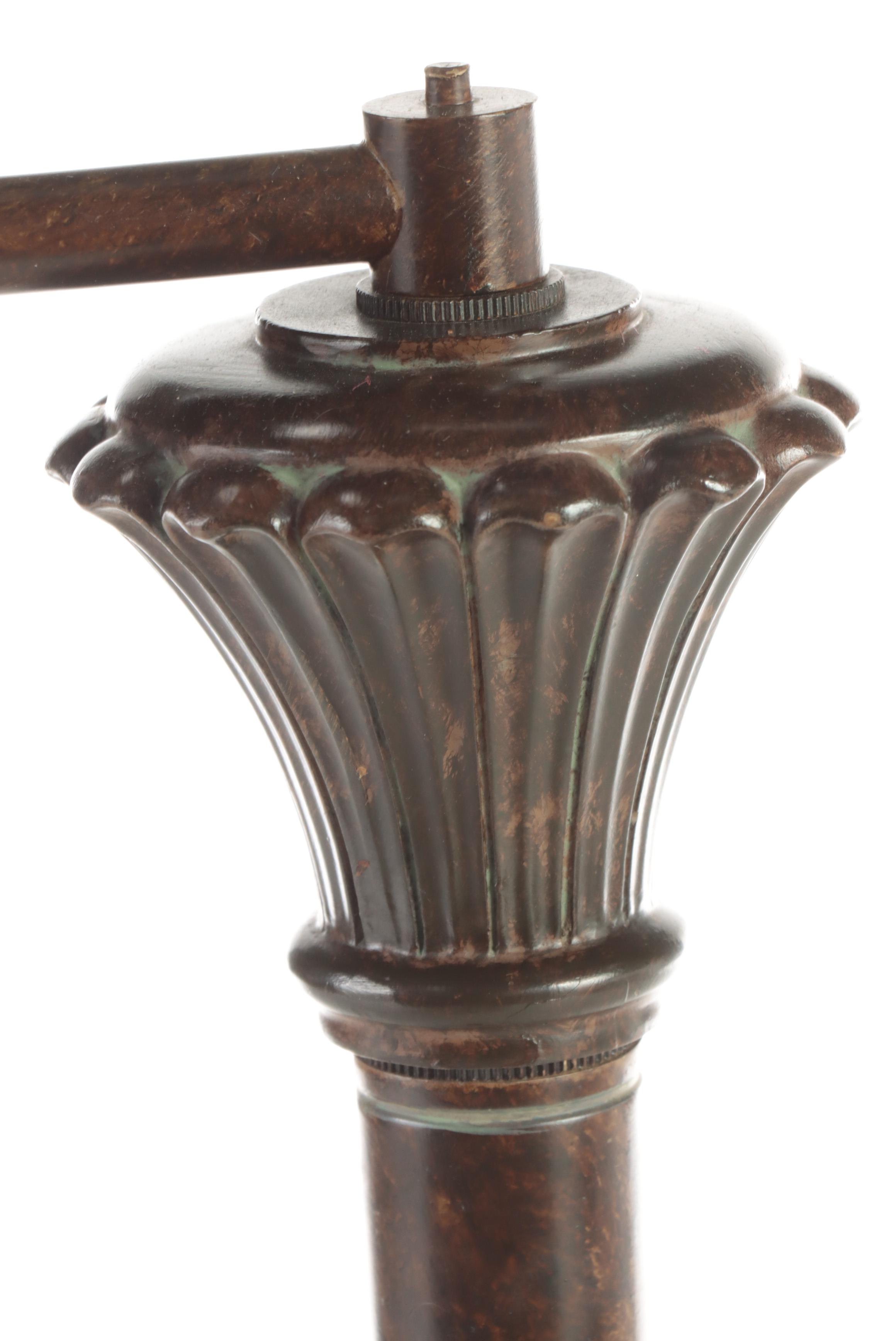 Patinated Metal and Molded Composite Swing-Arm Floor Lamp