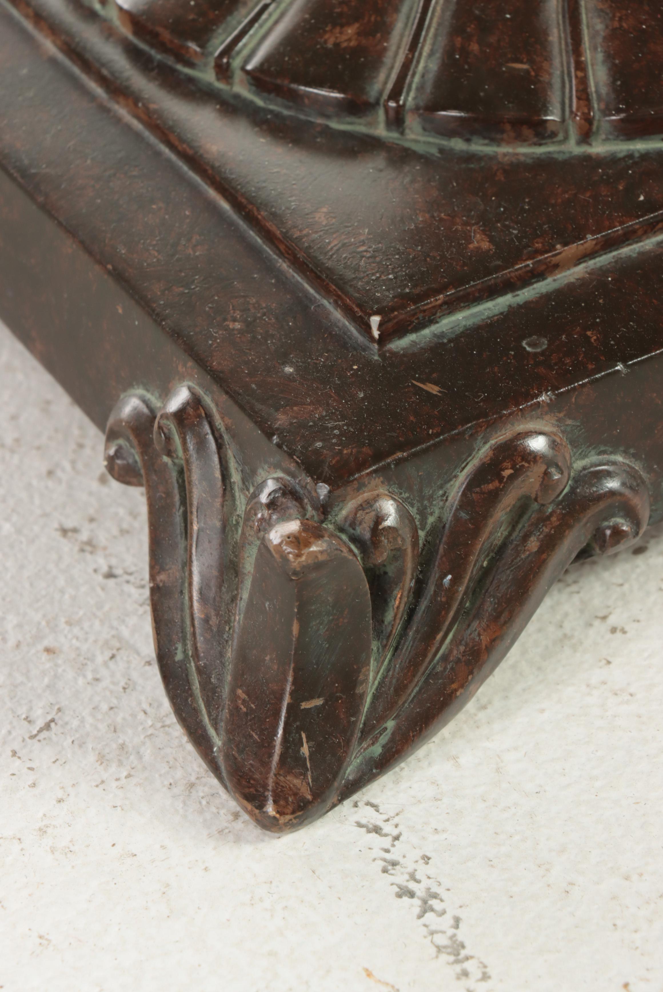 Patinated Metal and Molded Composite Swing-Arm Floor Lamp