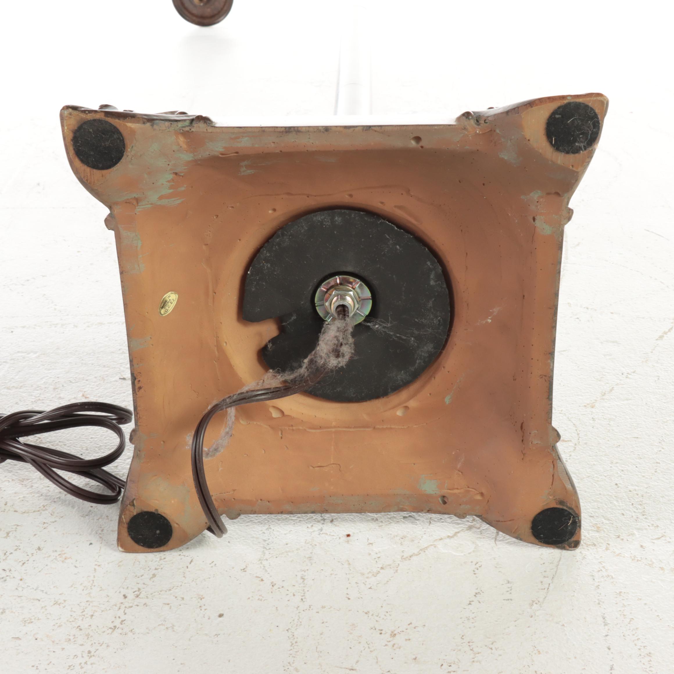 Patinated Metal and Molded Composite Swing-Arm Floor Lamp