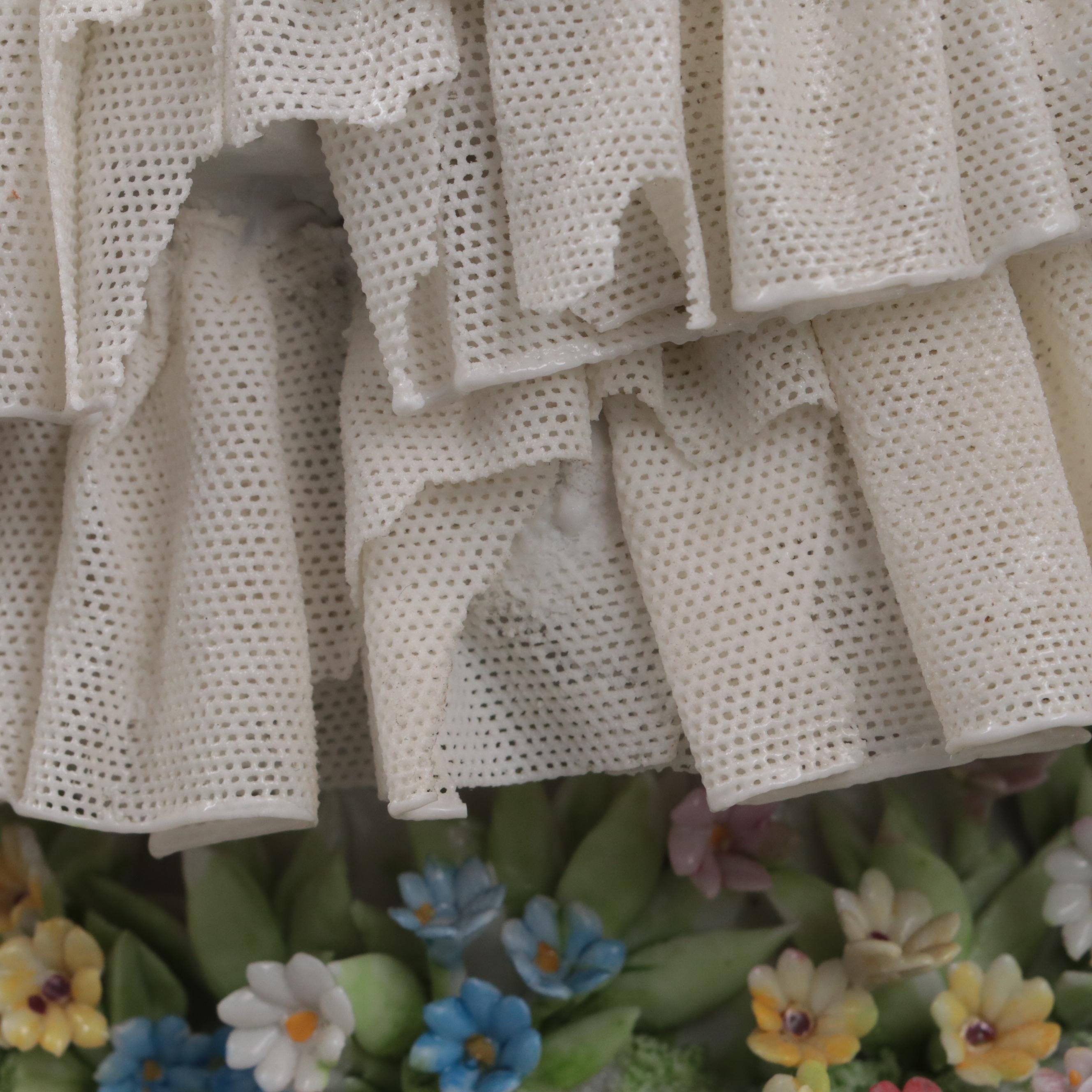 Luigi Fabris Dresden Style Lace Porcelain Figurine, Early to Mid-20th Century