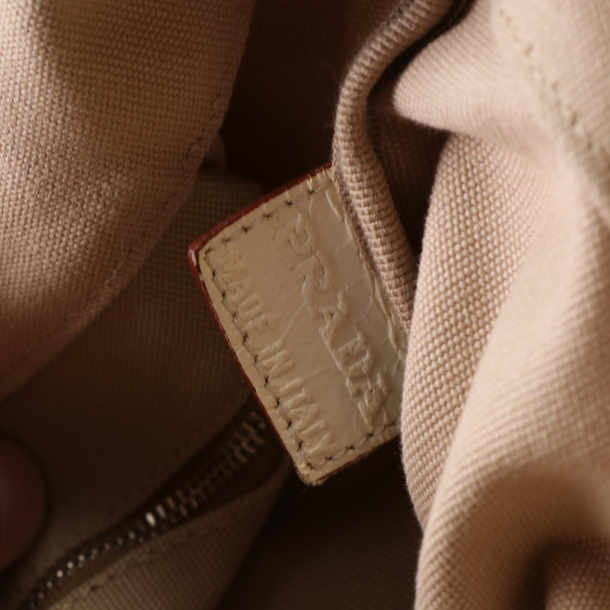 Prada Slim Shoulder Tote in Canvas with Leather Trim