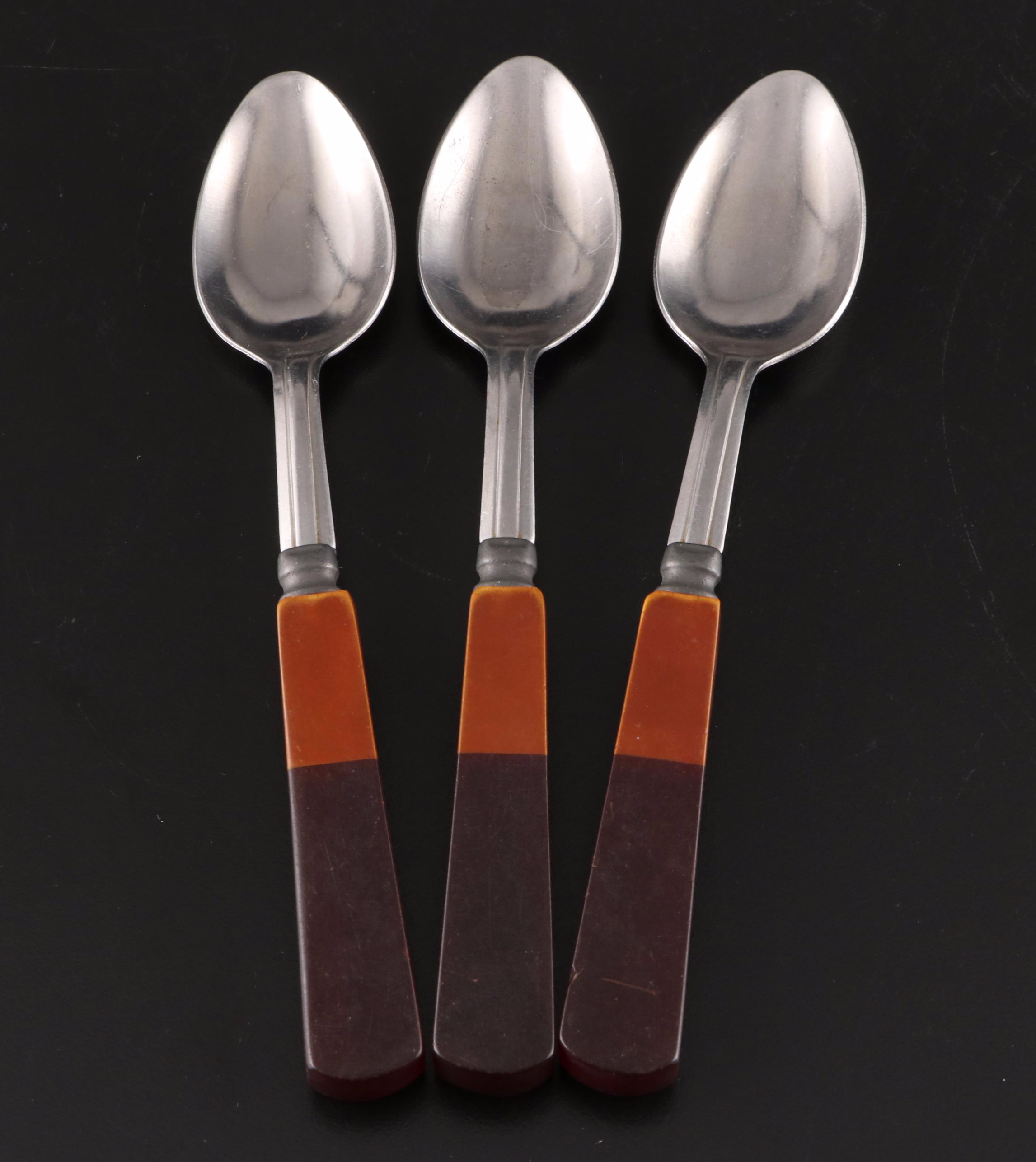 Bakelite Handled and Stainless Steel Flatware and Serving Utensils