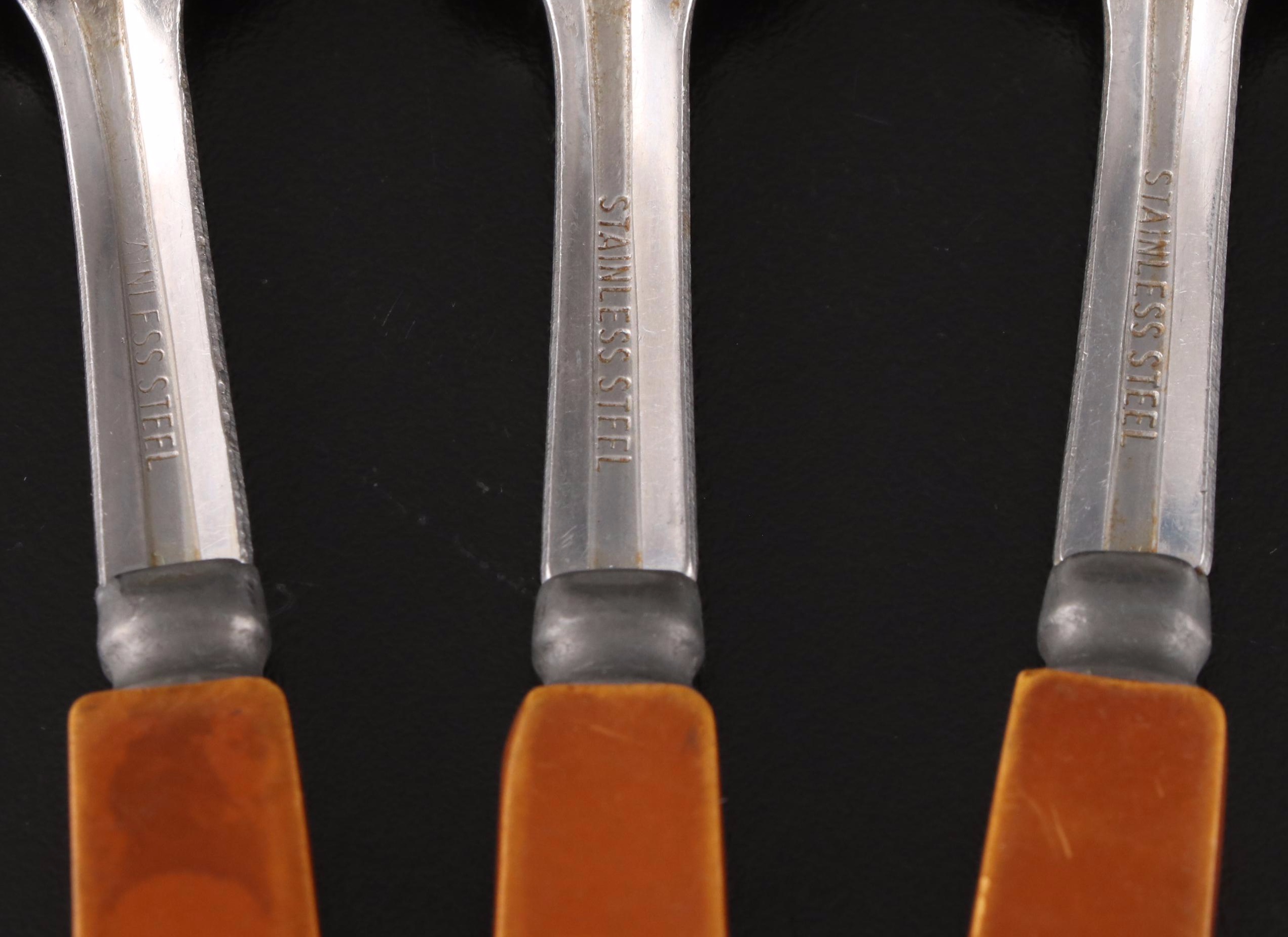 Bakelite Handled and Stainless Steel Flatware and Serving Utensils