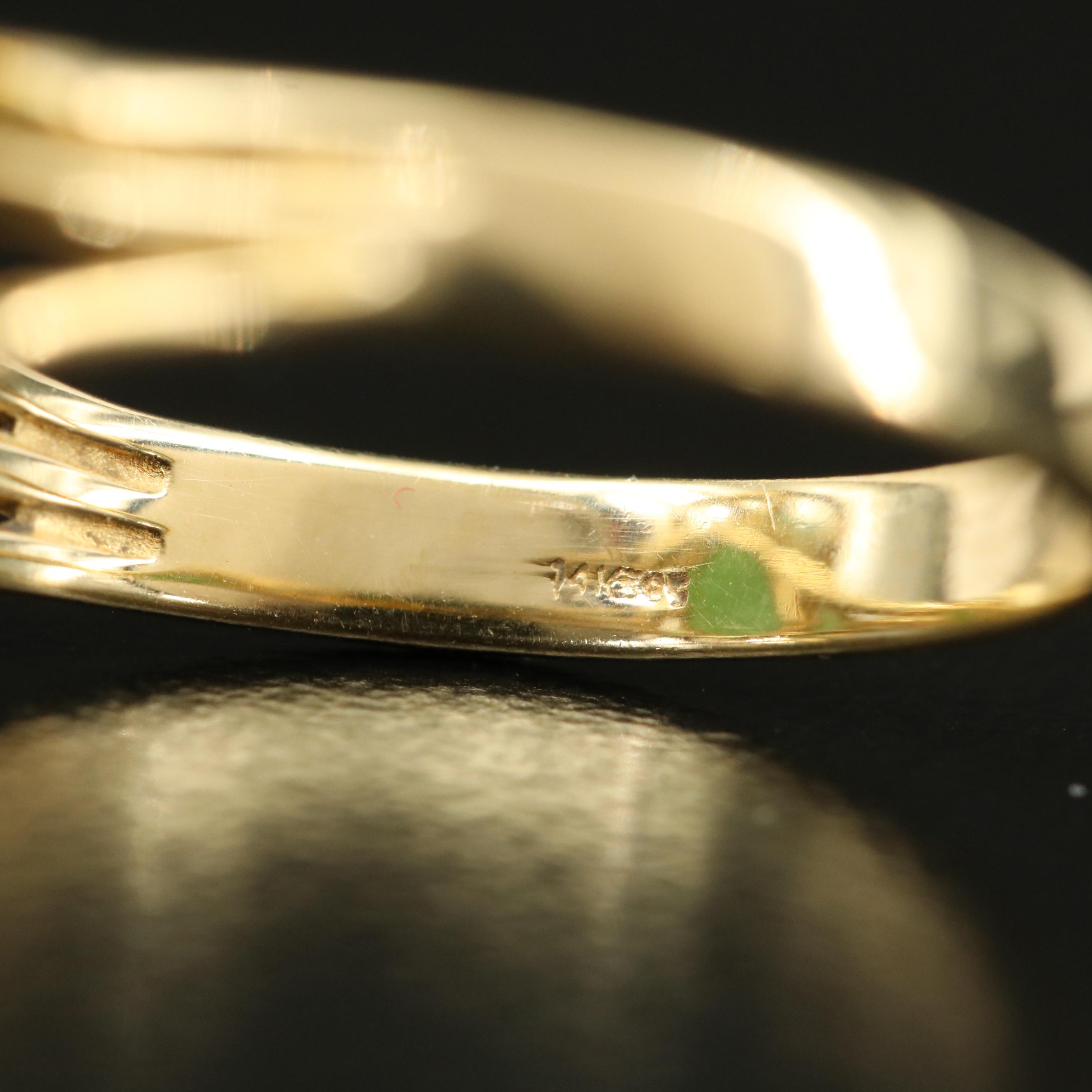 Vintage Chinese 14K Carved Jadiete Feng Sui Frog Ring