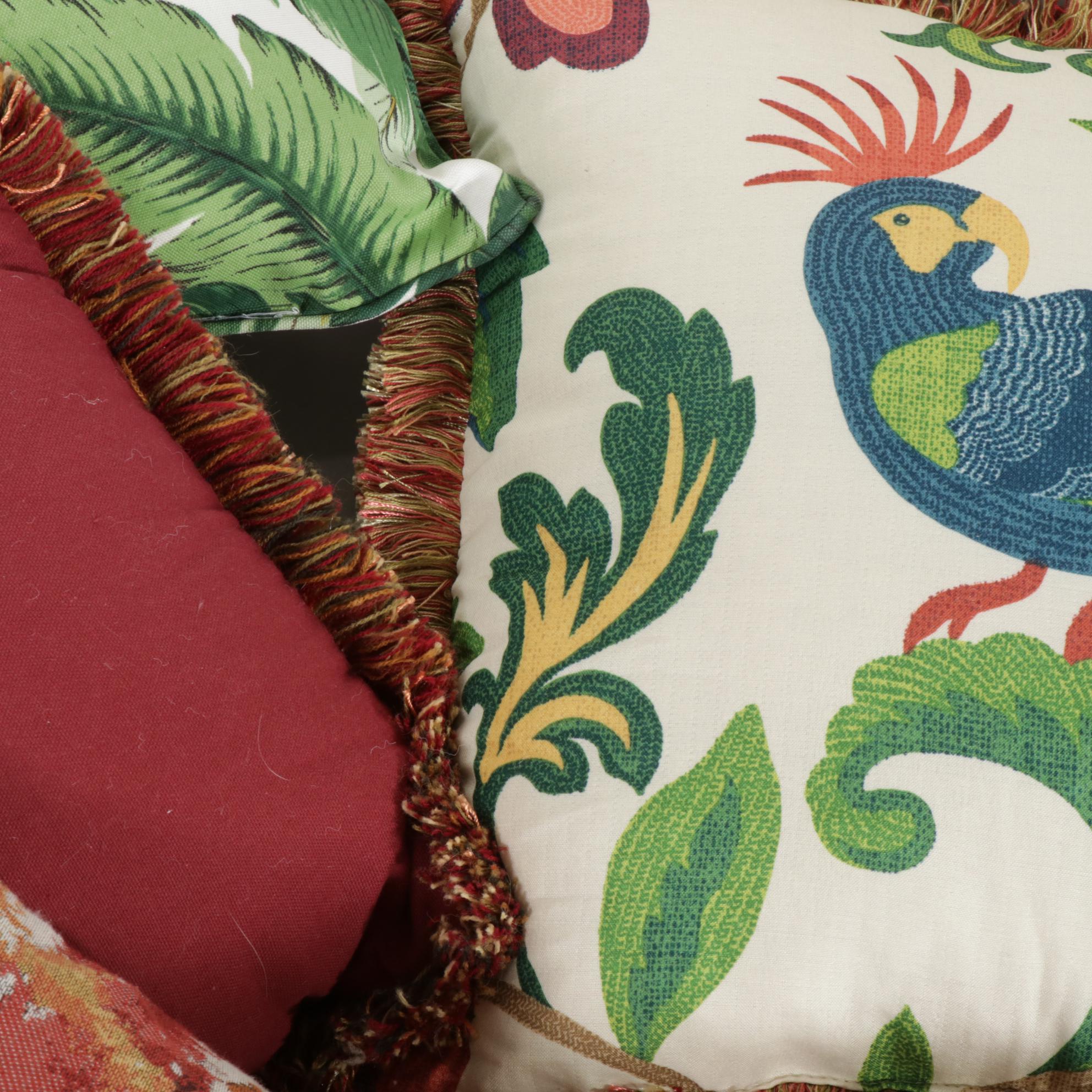 Two Newport Down-Filled Pillows with Six Other Throw Pillows