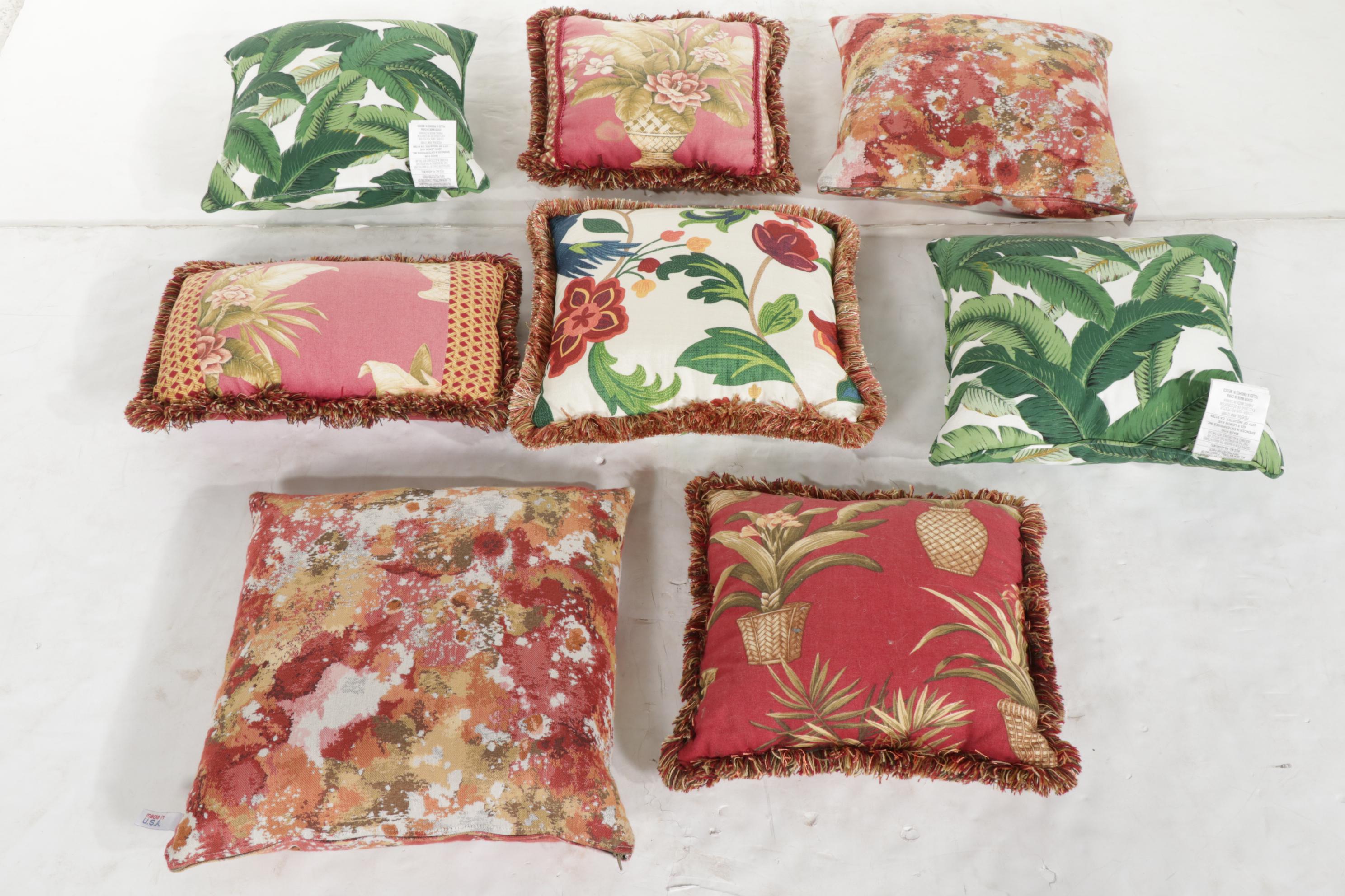 Two Newport Down-Filled Pillows with Six Other Throw Pillows