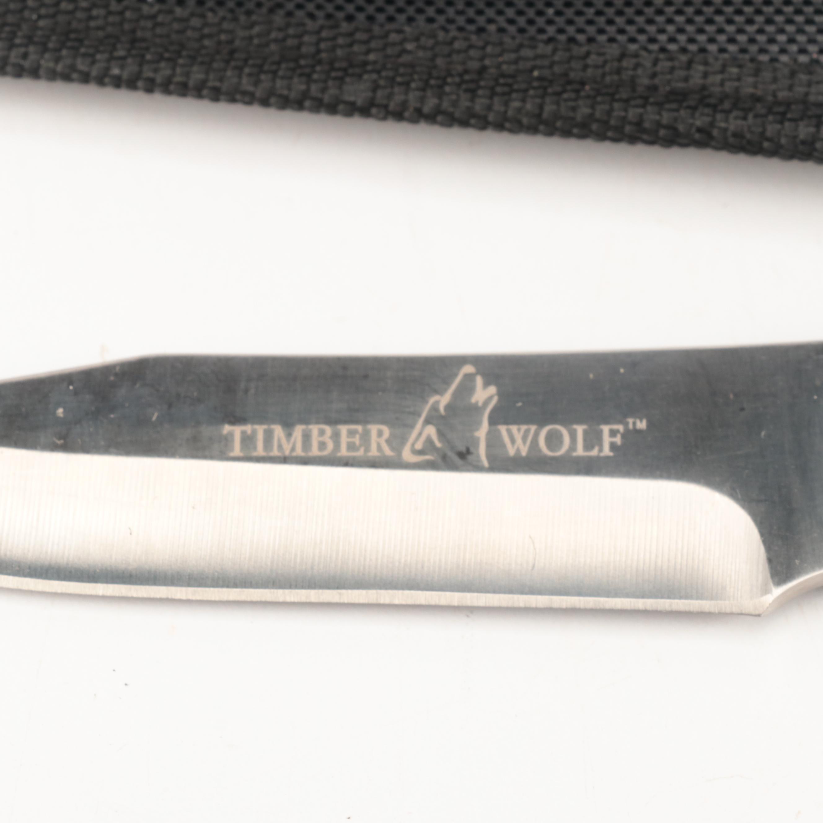 Chipaway Cutlery and Timber Wolf Fixed Blade Knives with Scabbards
