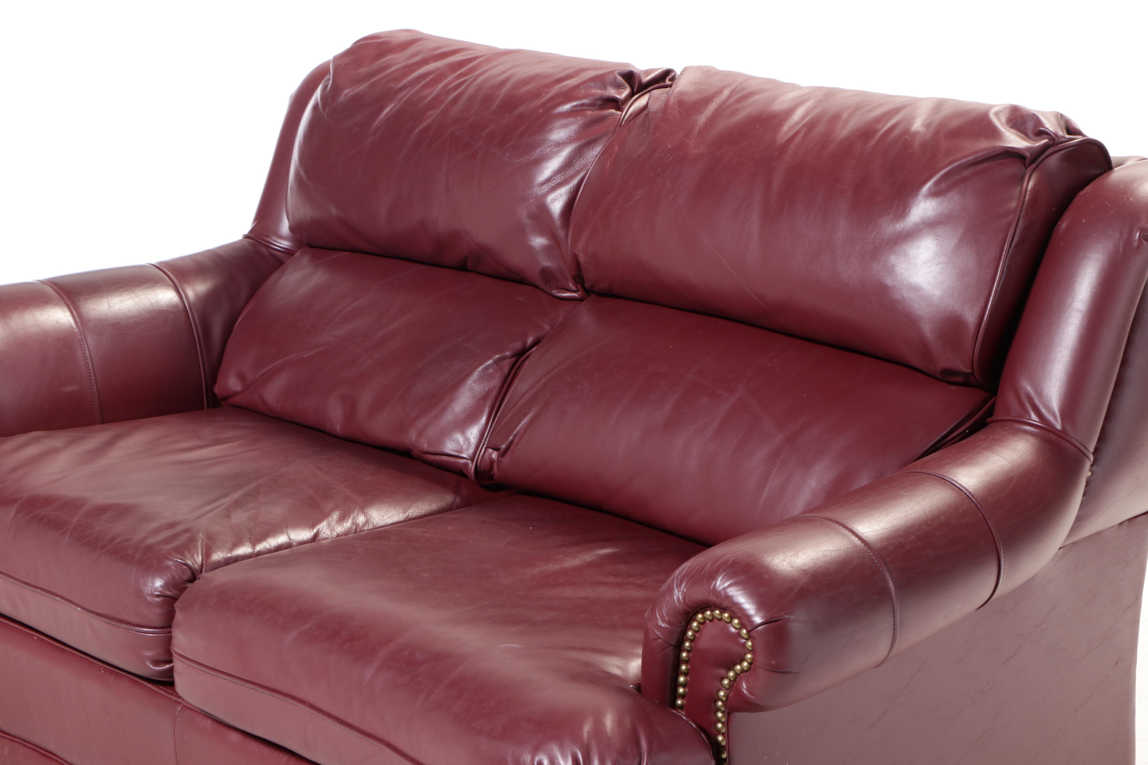 La-Z-Boy "American Home Collection" Leather-Touch Loveseat with Nailheads