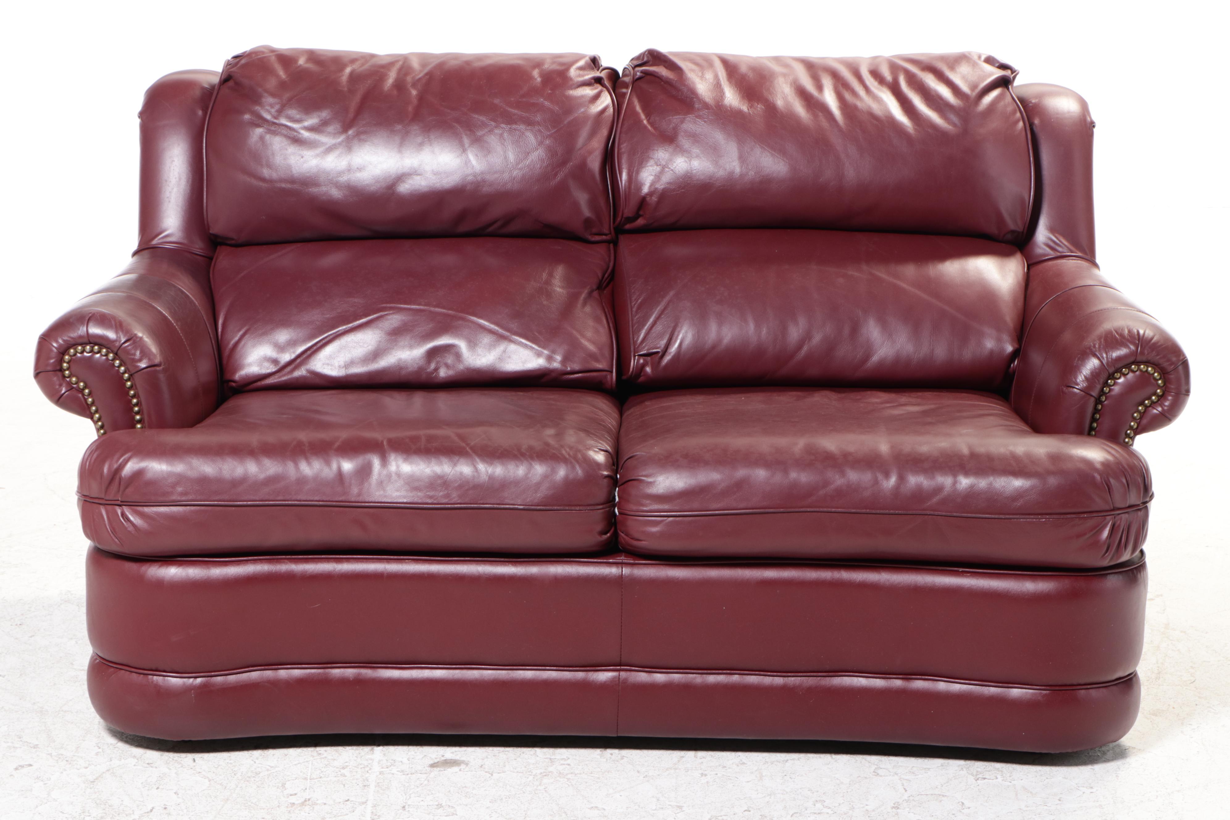 La-Z-Boy "American Home Collection" Leather-Touch Loveseat with Nailheads