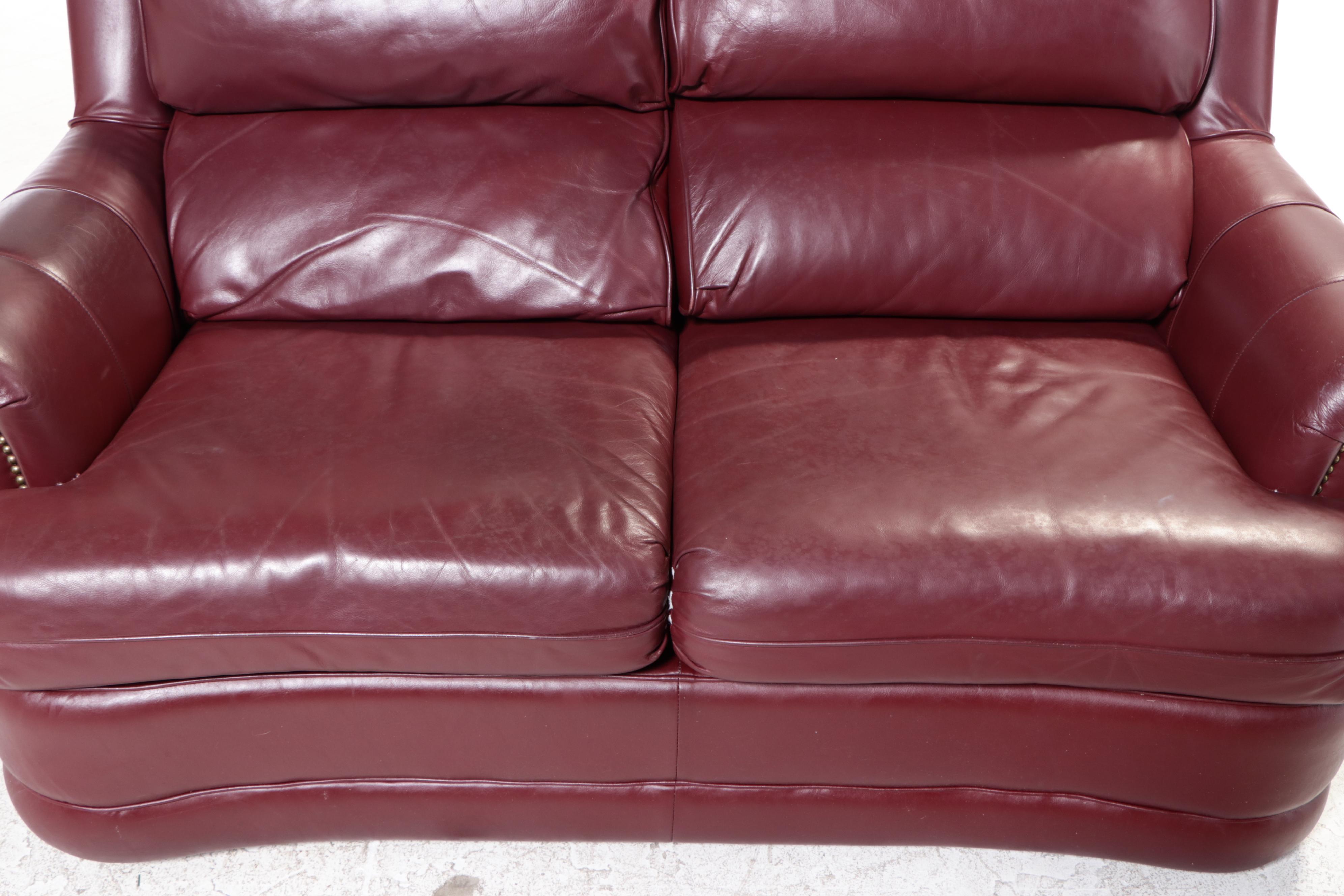 La-Z-Boy "American Home Collection" Leather-Touch Loveseat with Nailheads