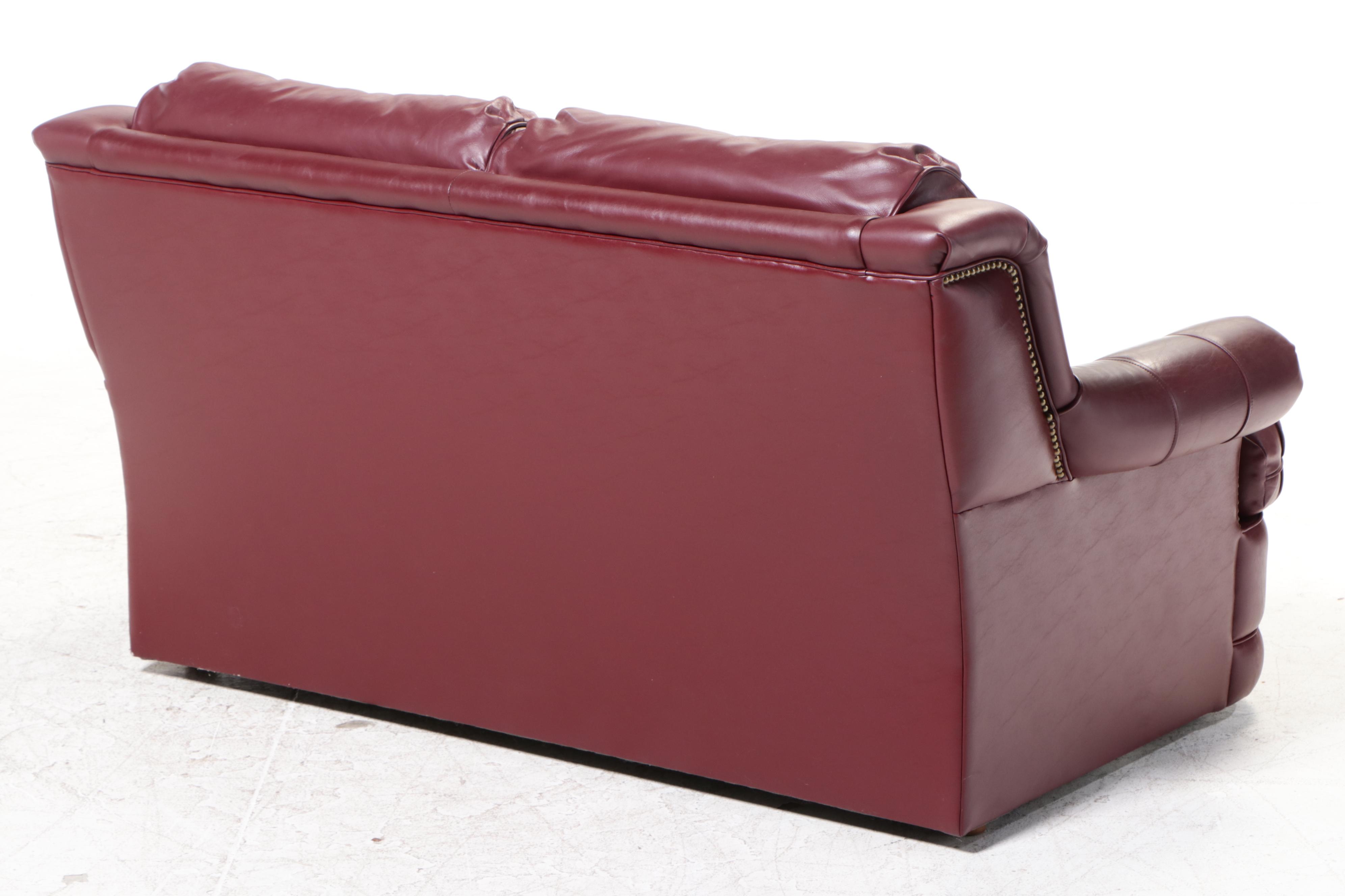 La-Z-Boy "American Home Collection" Leather-Touch Loveseat with Nailheads