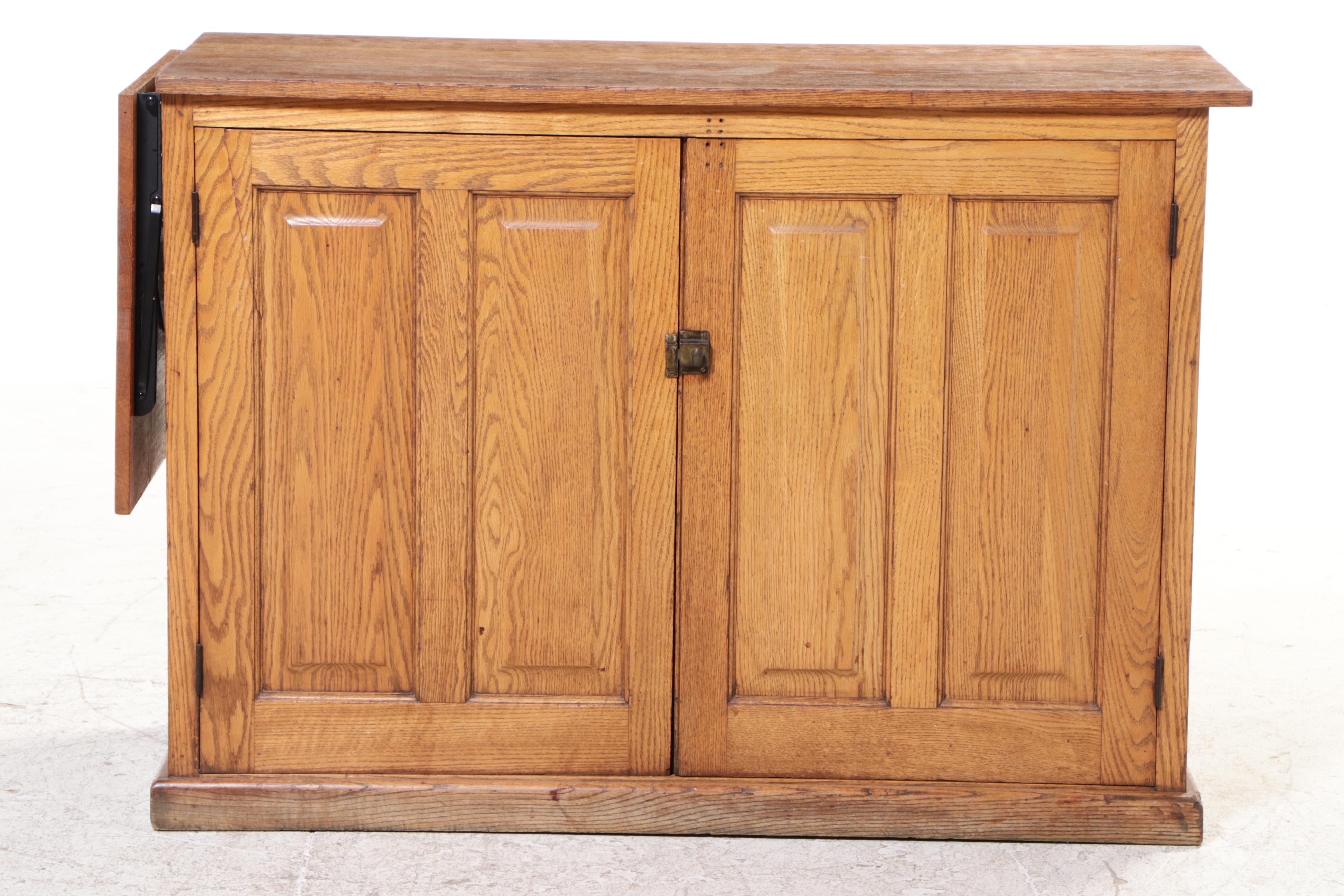 American Primitive Oak Kitchen Island, Late 19th/Early 20th Century and Adapted