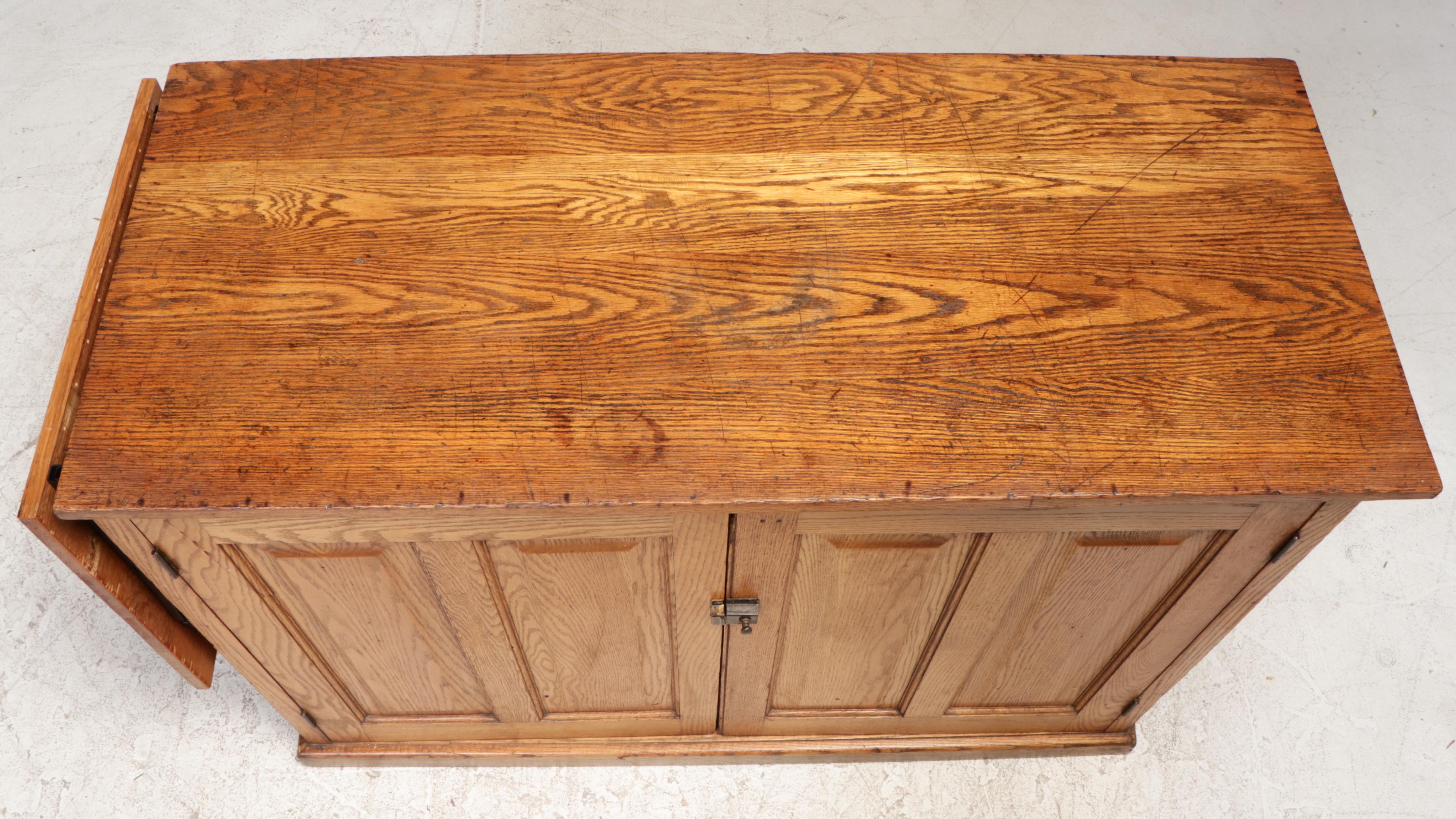 American Primitive Oak Kitchen Island, Late 19th/Early 20th Century and Adapted