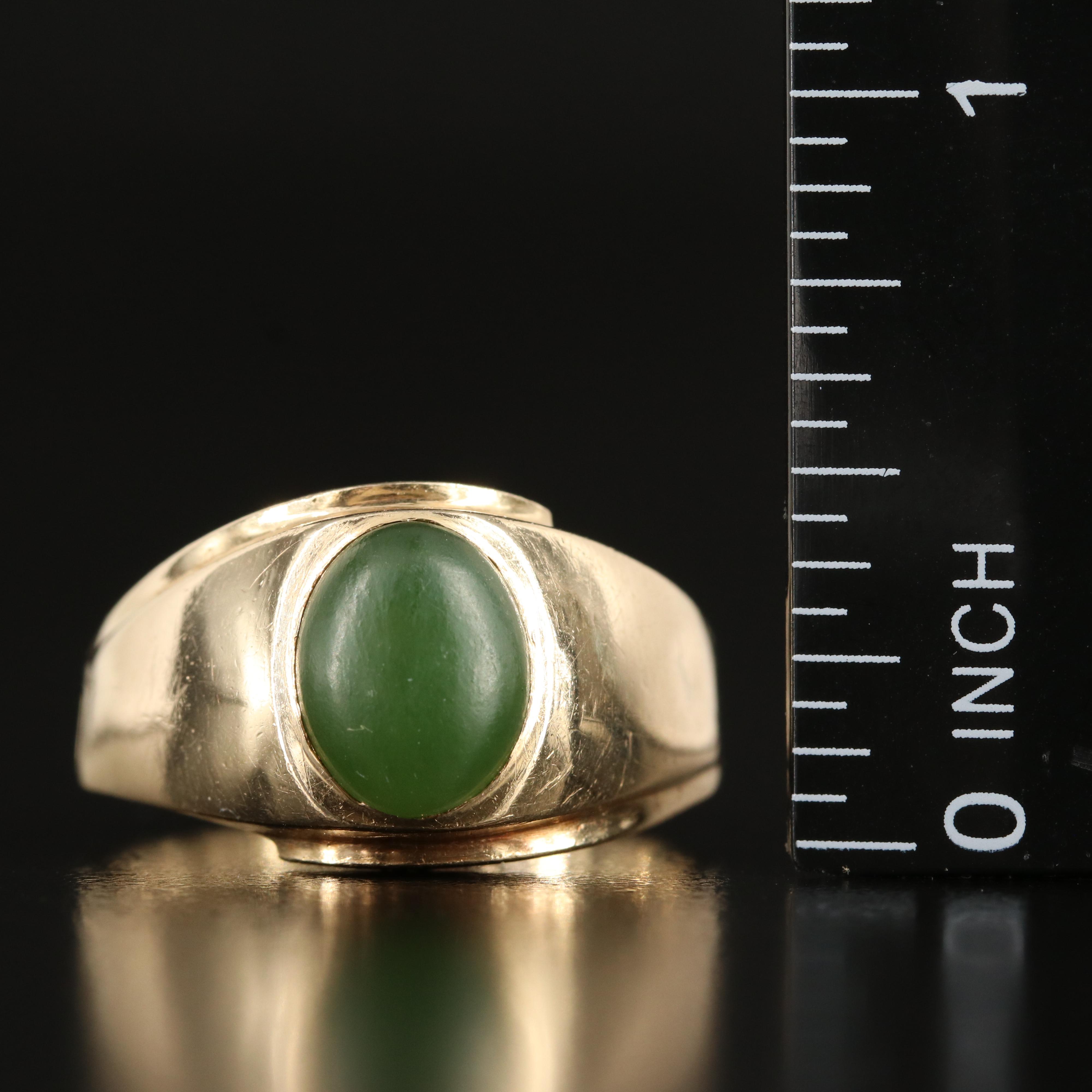 14K Nephrite Cabochon Ring