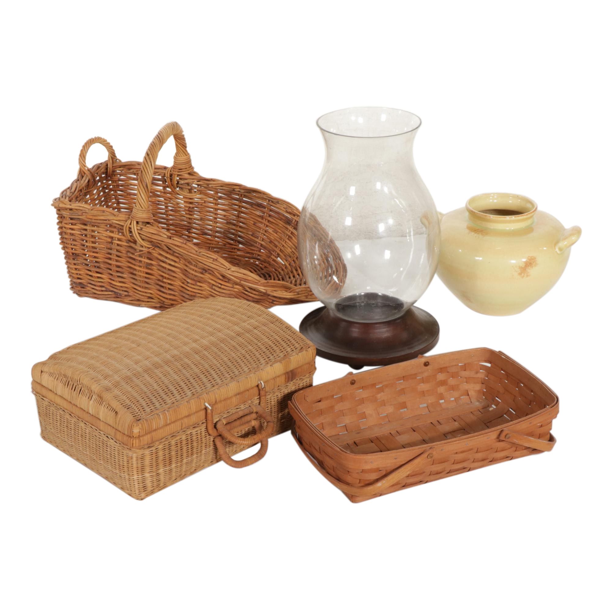 Longaberger Gathering Basket with Other Baskets and Decor
