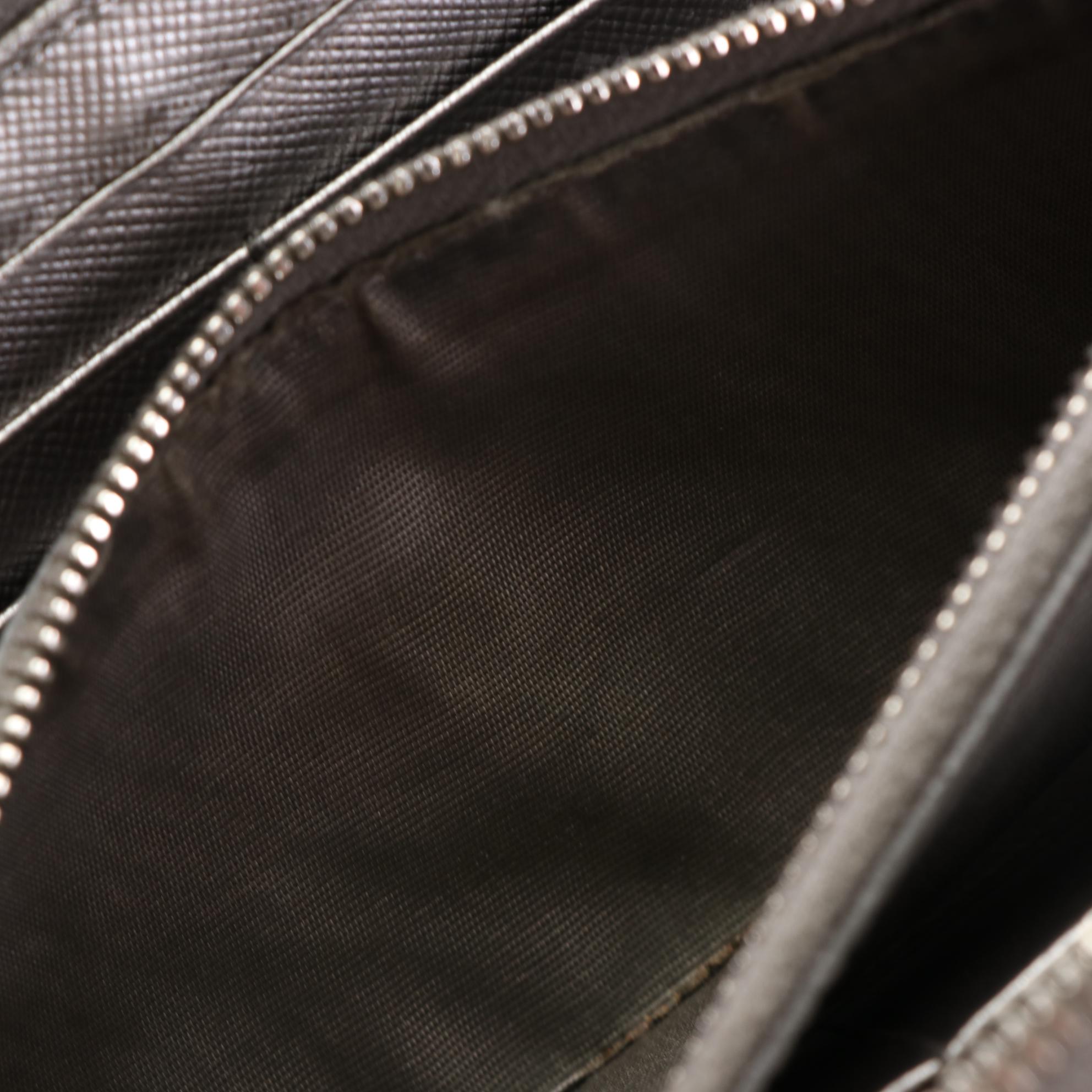 Prada Long Zipper Wallet in Metallic Silver Saffiano Leather