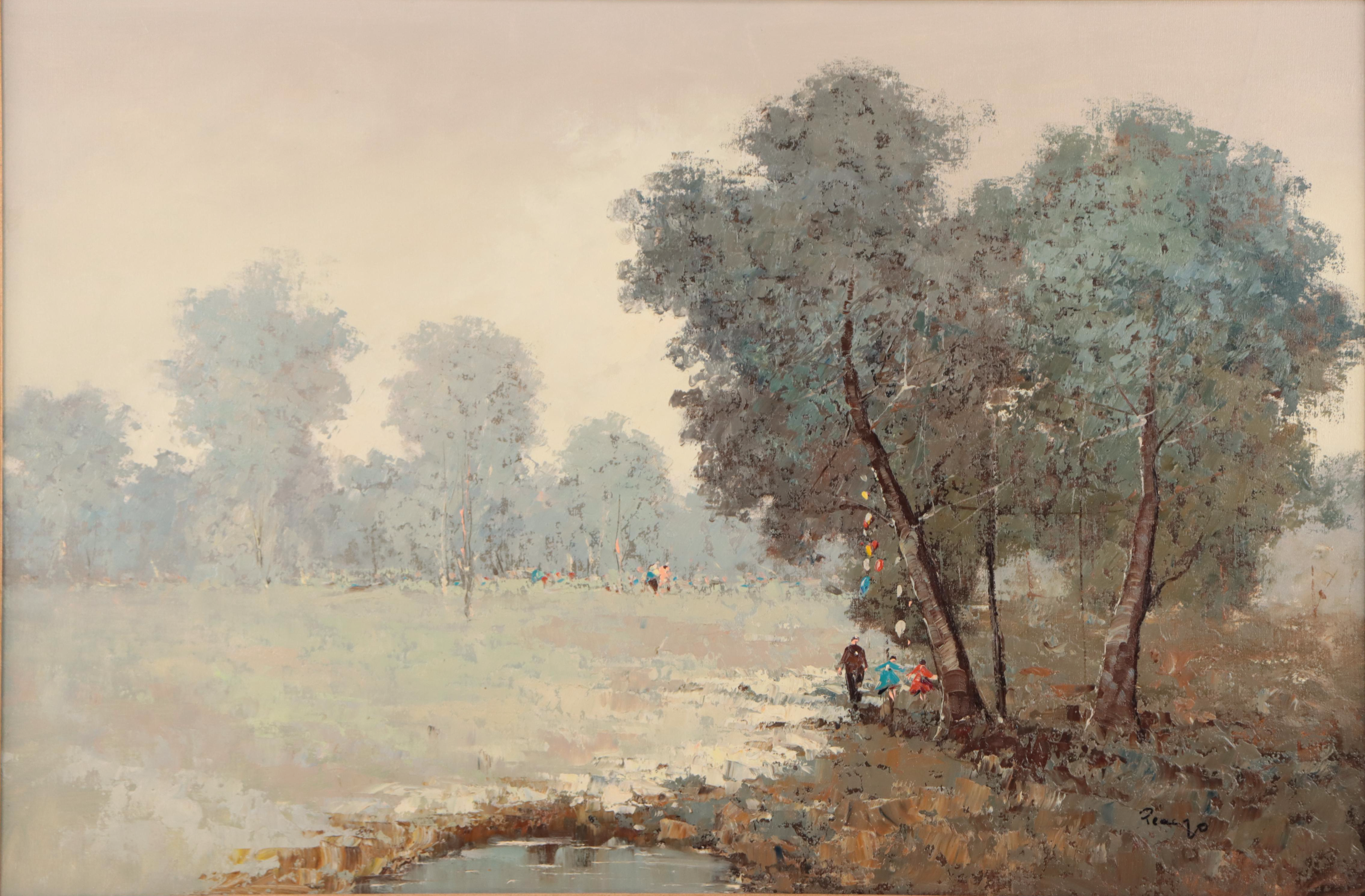 Impasto Oil Painting of Forest Landscape