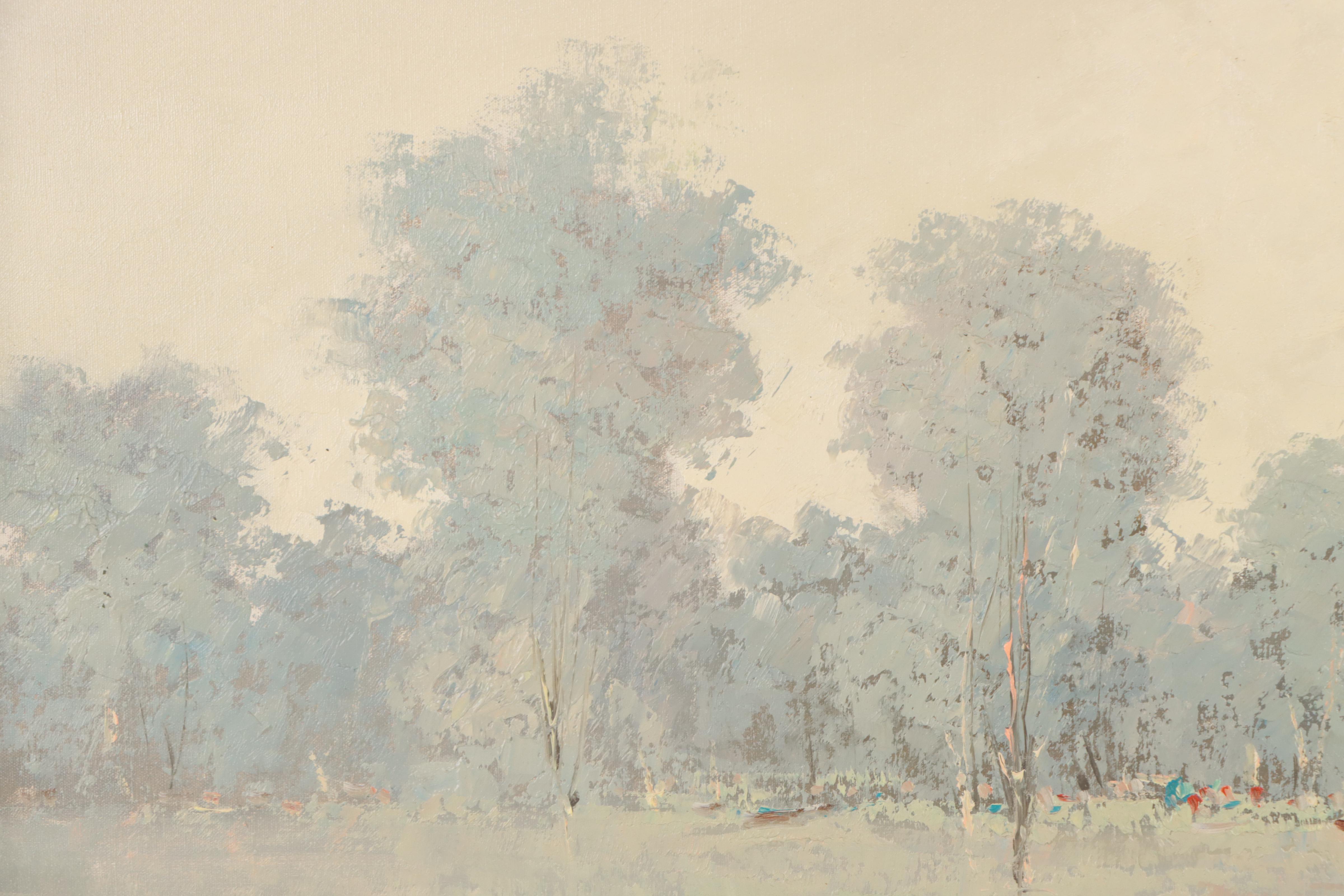 Impasto Oil Painting of Forest Landscape