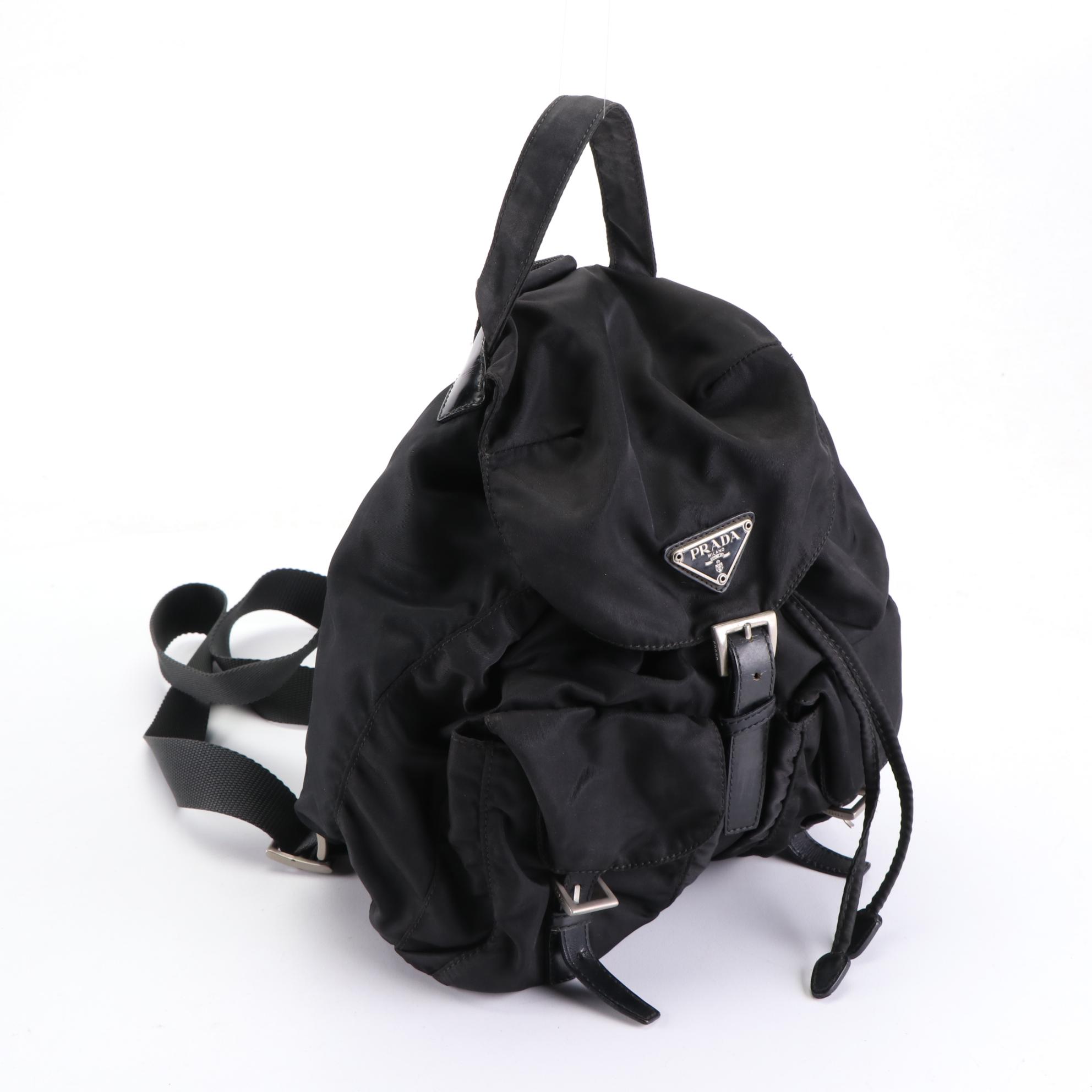 Prada Backpack in Black Nylon with Leather Trim