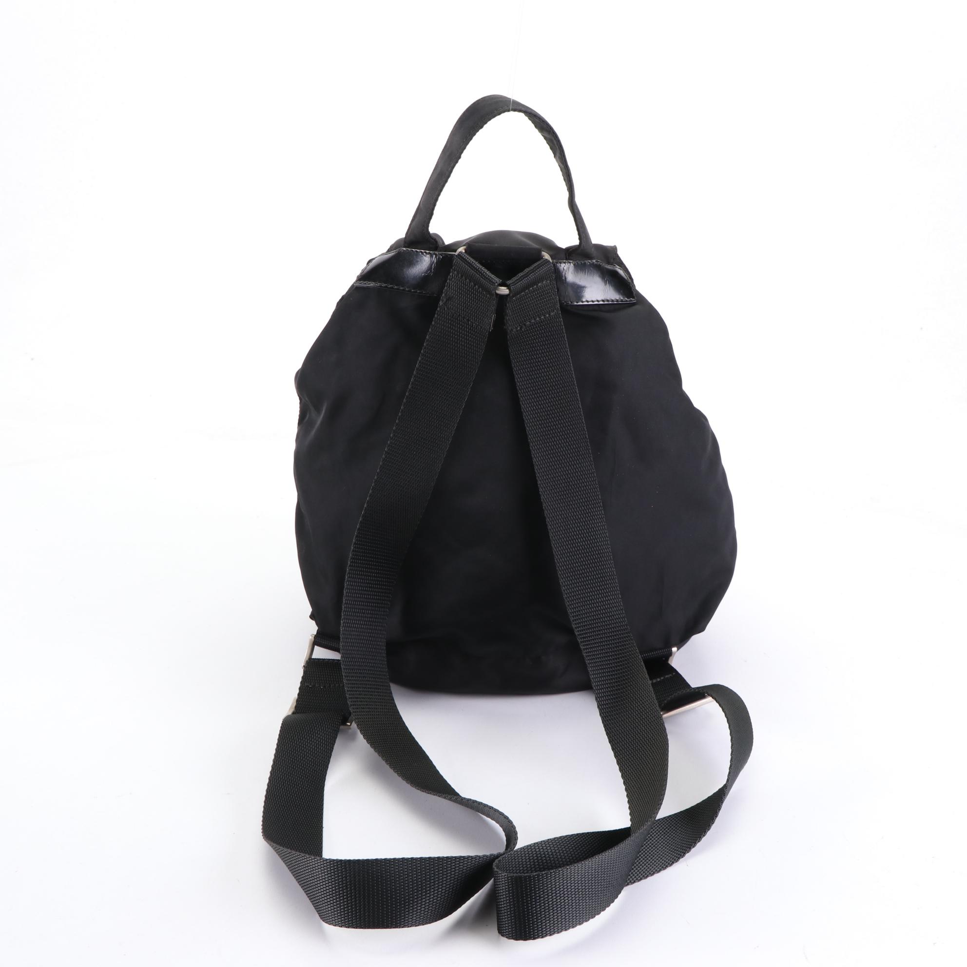 Prada Backpack in Black Nylon with Leather Trim