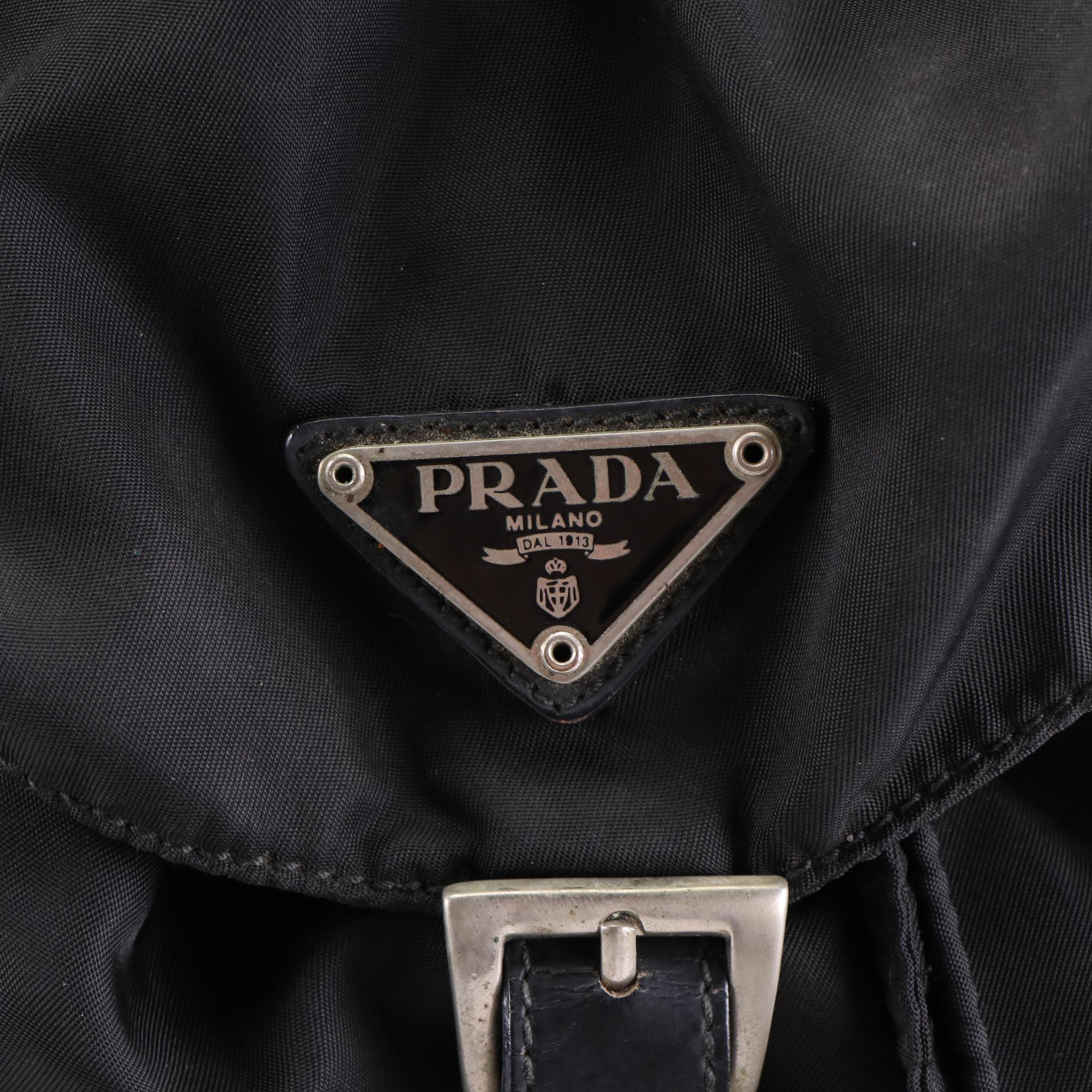Prada Backpack in Black Nylon with Leather Trim