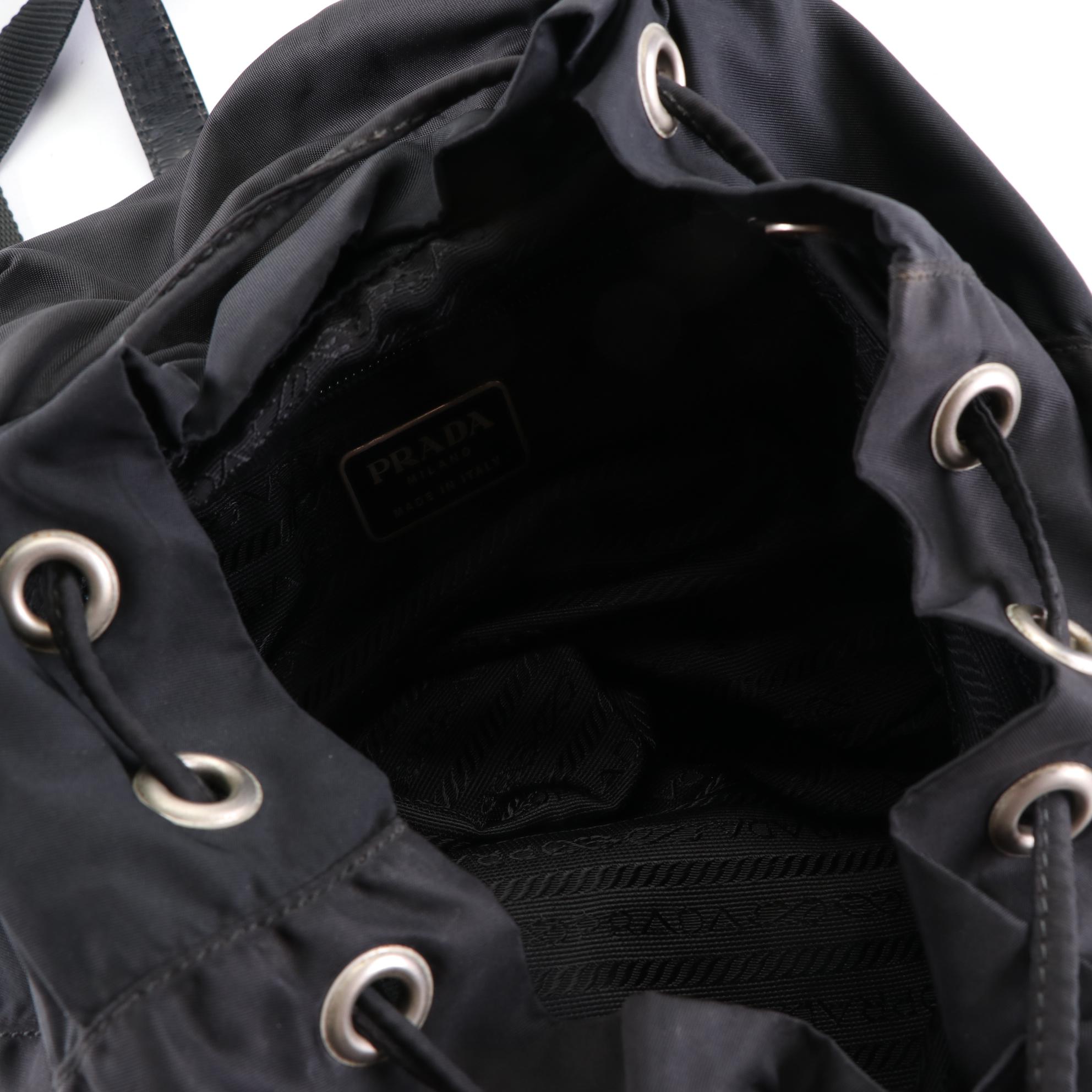 Prada Backpack in Black Nylon with Leather Trim