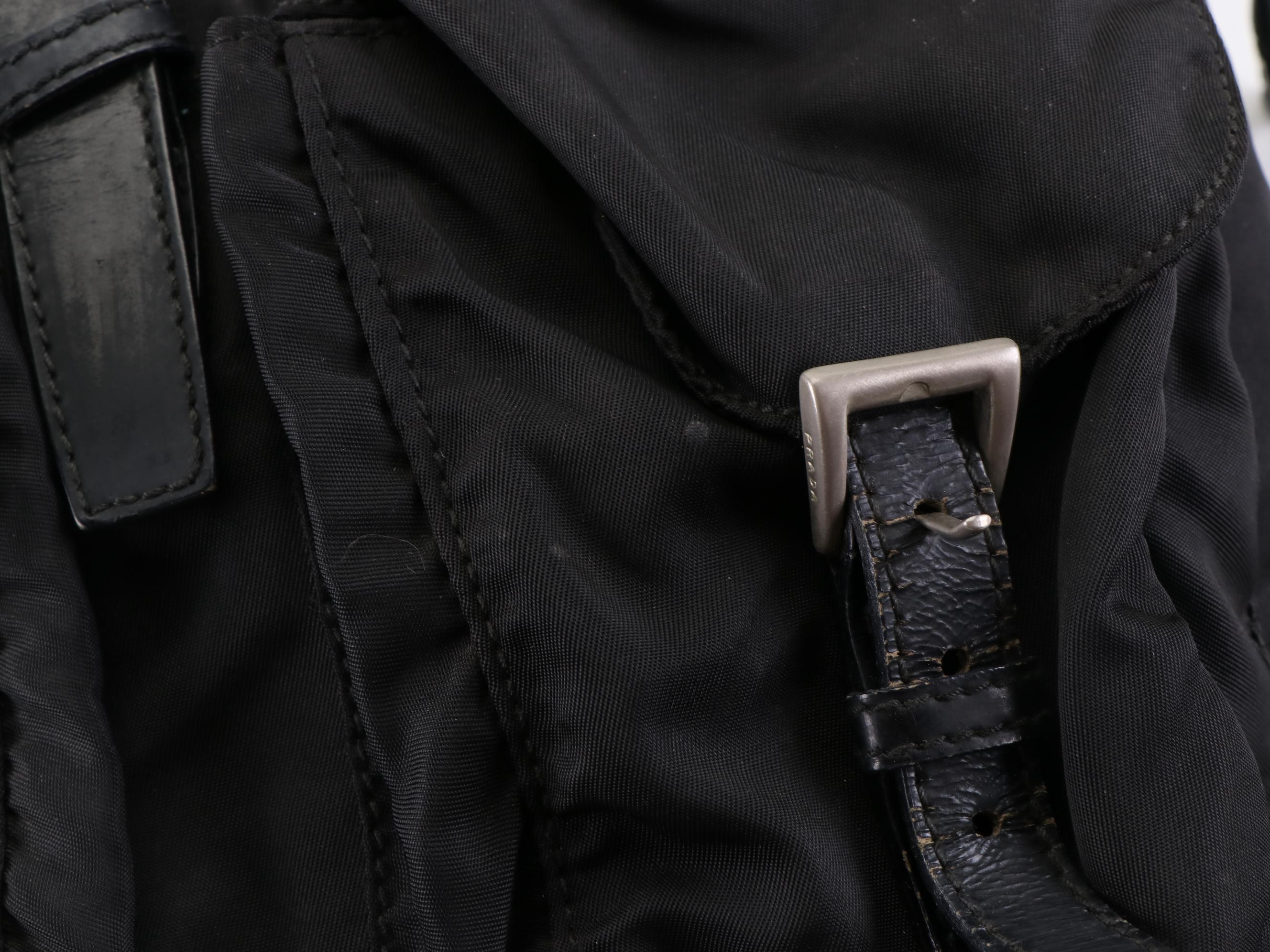 Prada Backpack in Black Nylon with Leather Trim