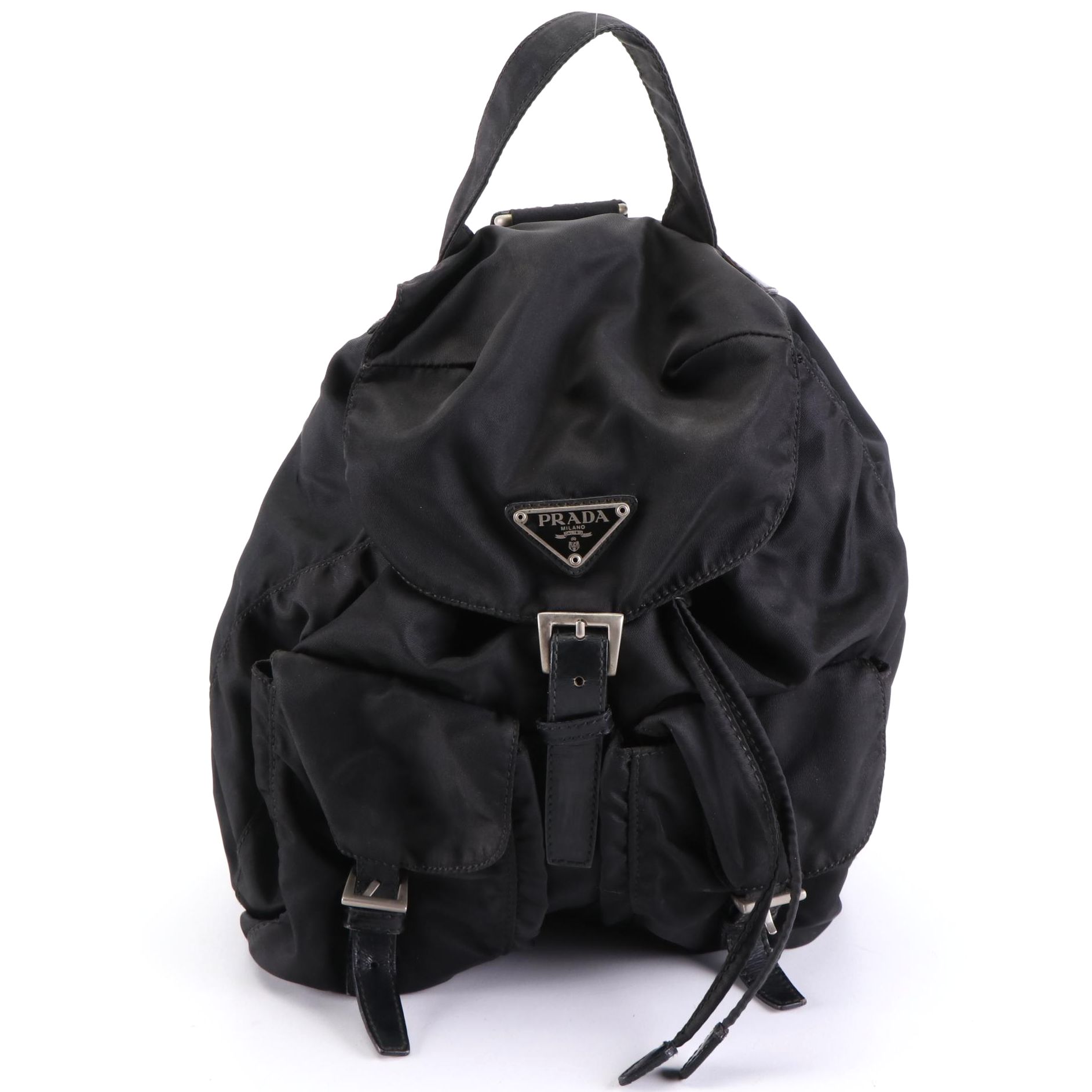 Prada Backpack in Black Nylon with Leather Trim
