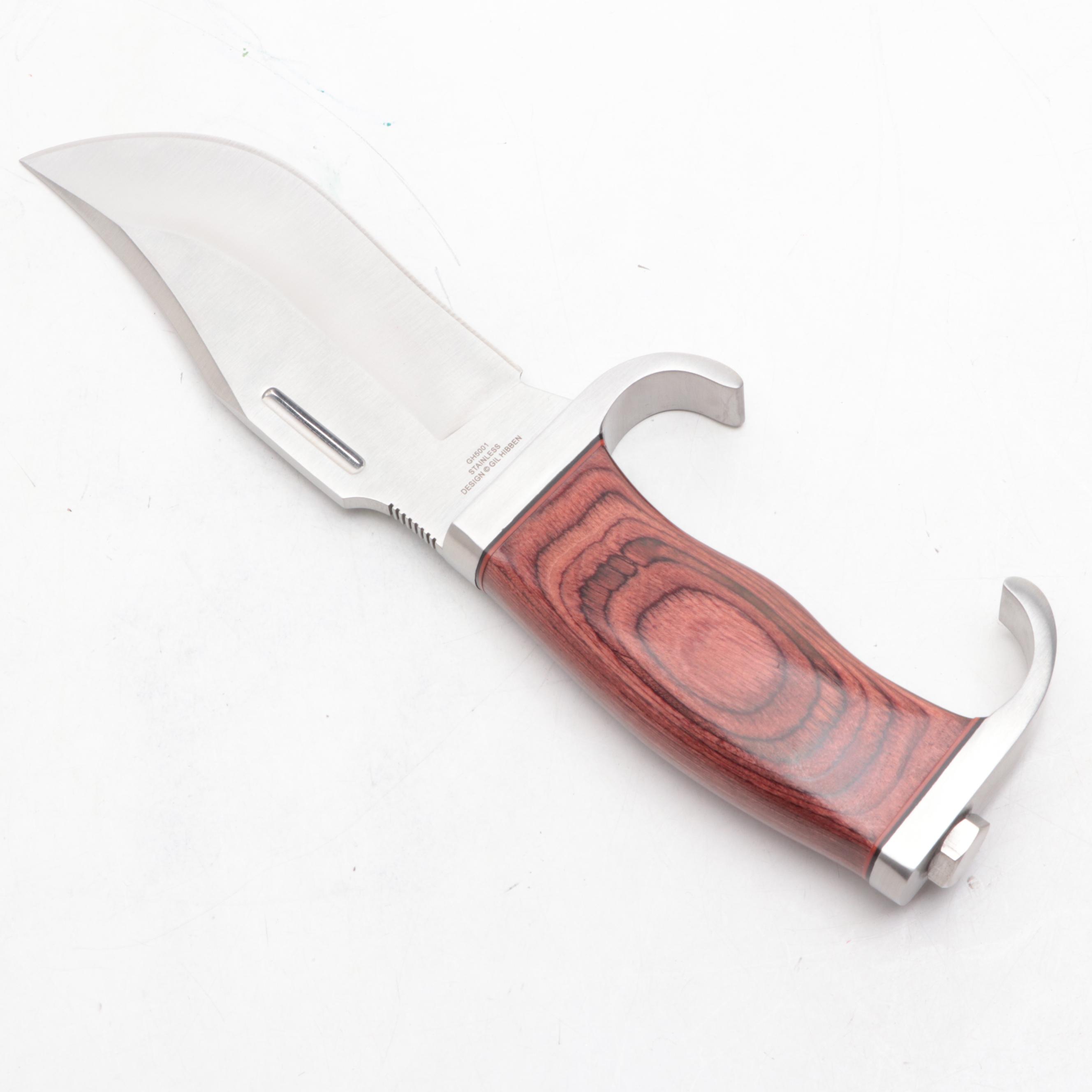 Hibben HTF Recon Stainless Steel and Wooden Handled Fixed Blade Knife