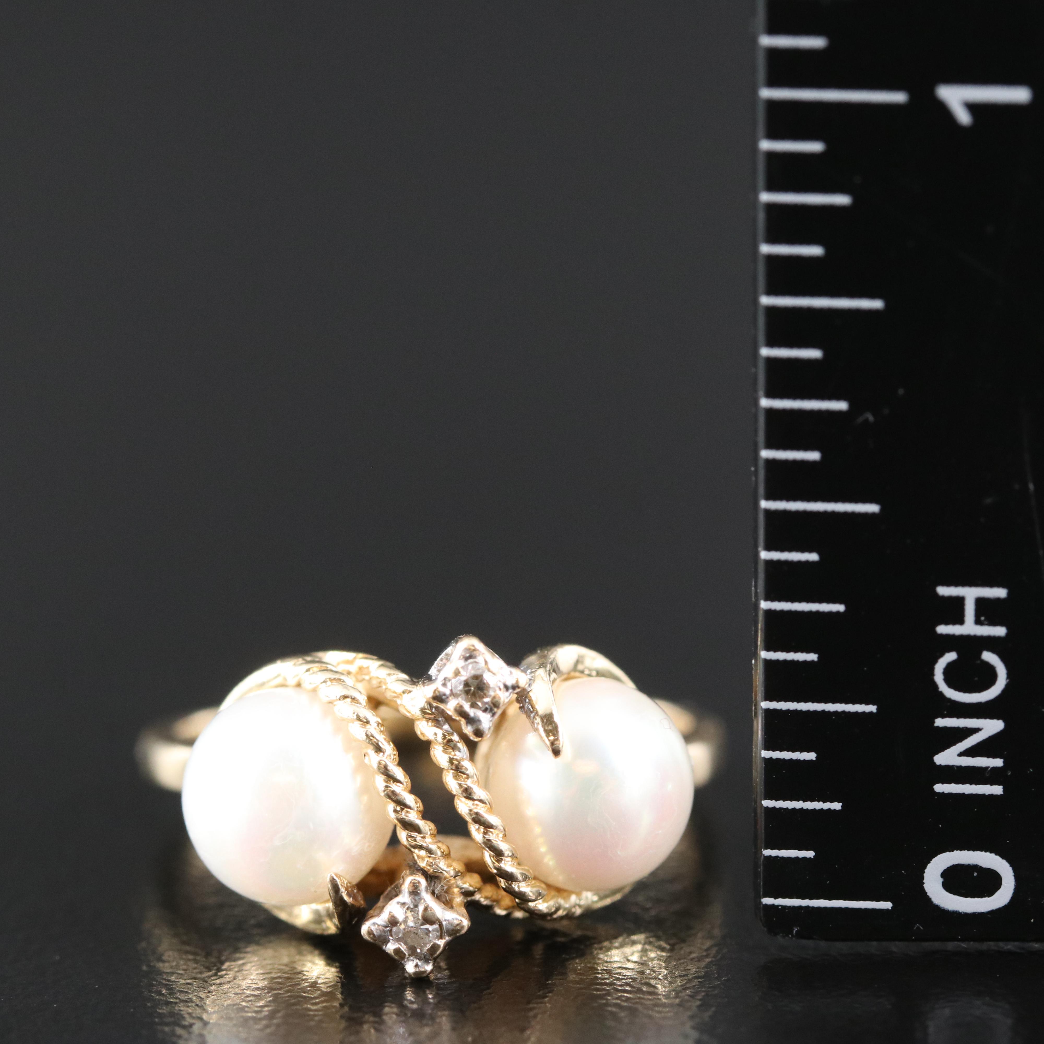 14K Pearl and Diamond Ring