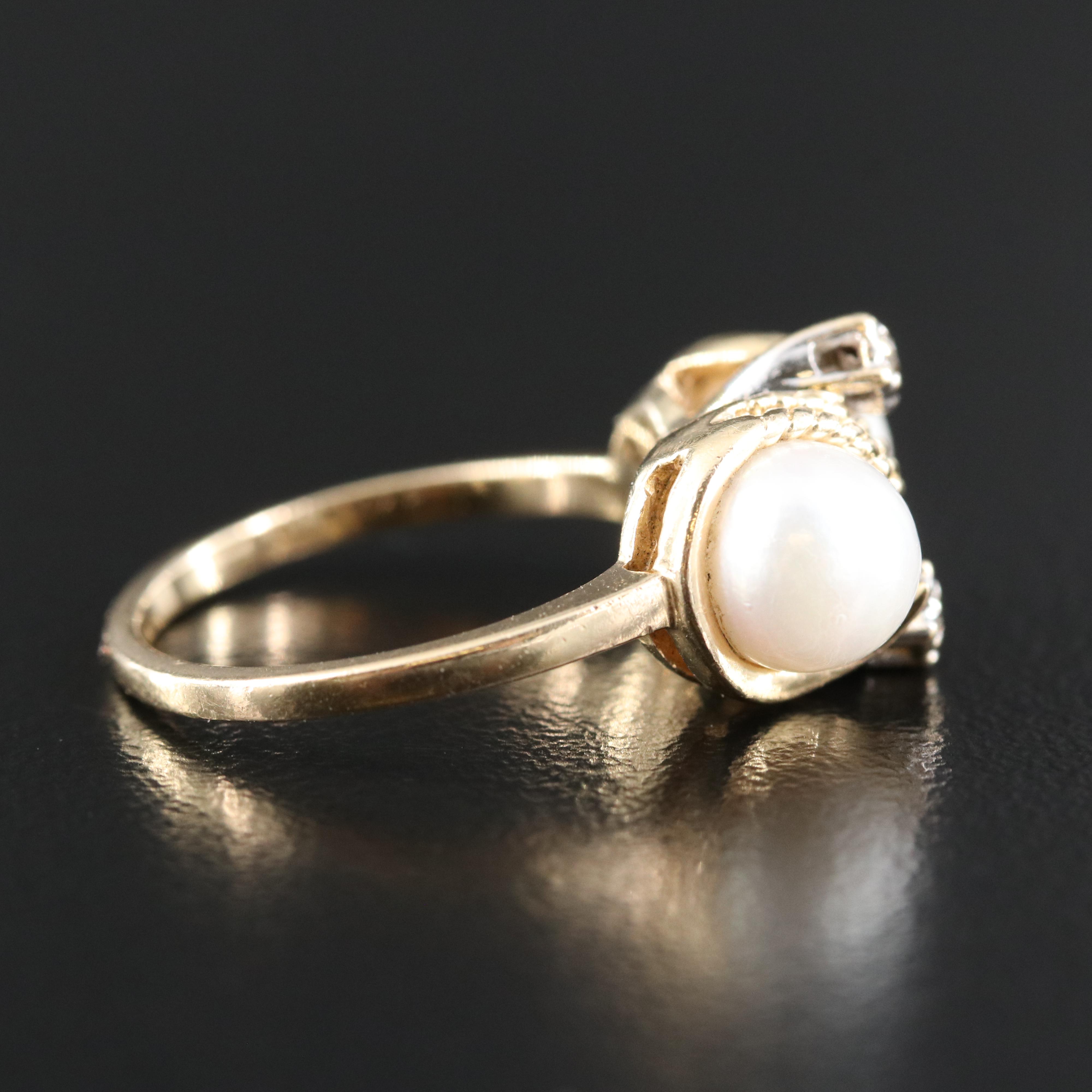 14K Pearl and Diamond Ring