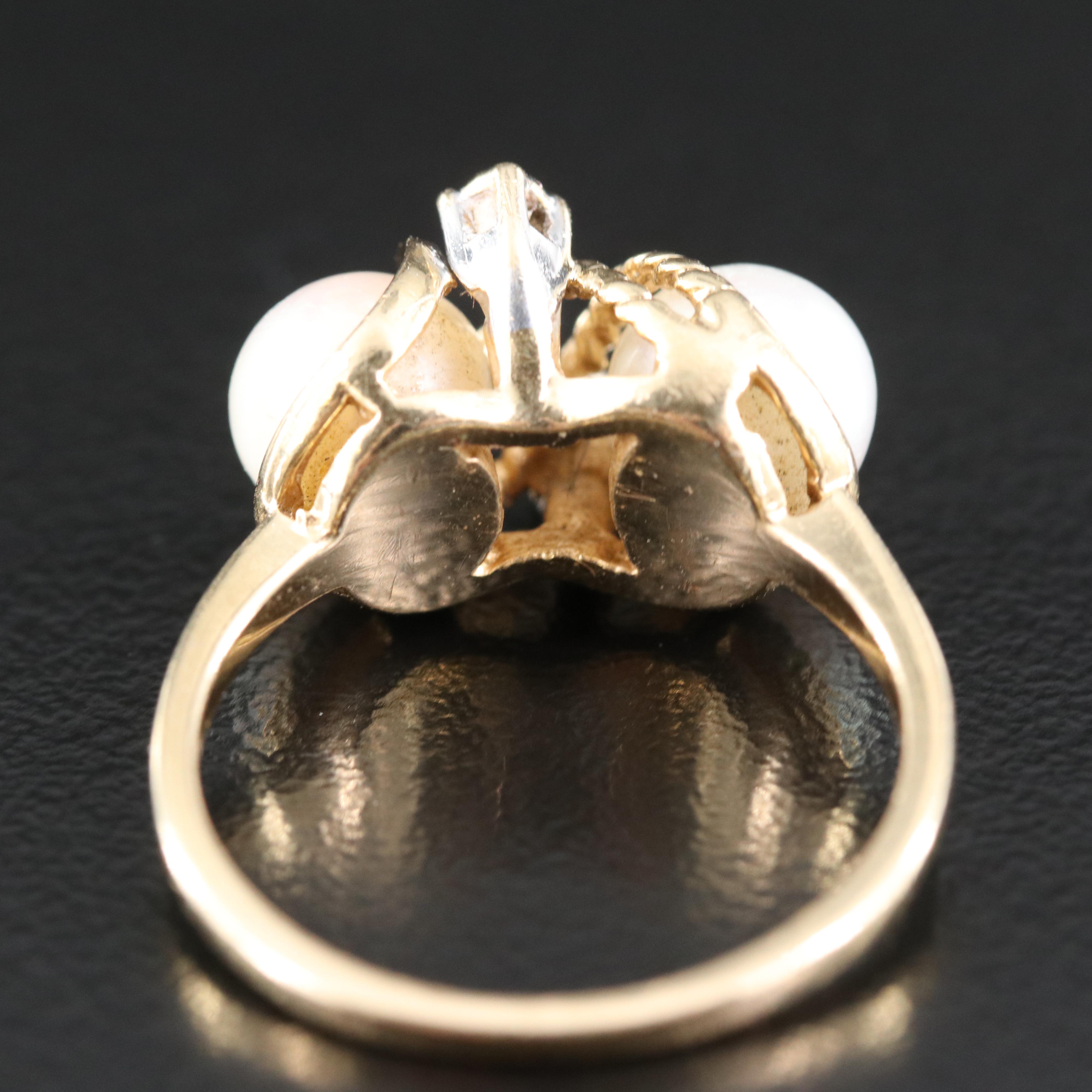 14K Pearl and Diamond Ring