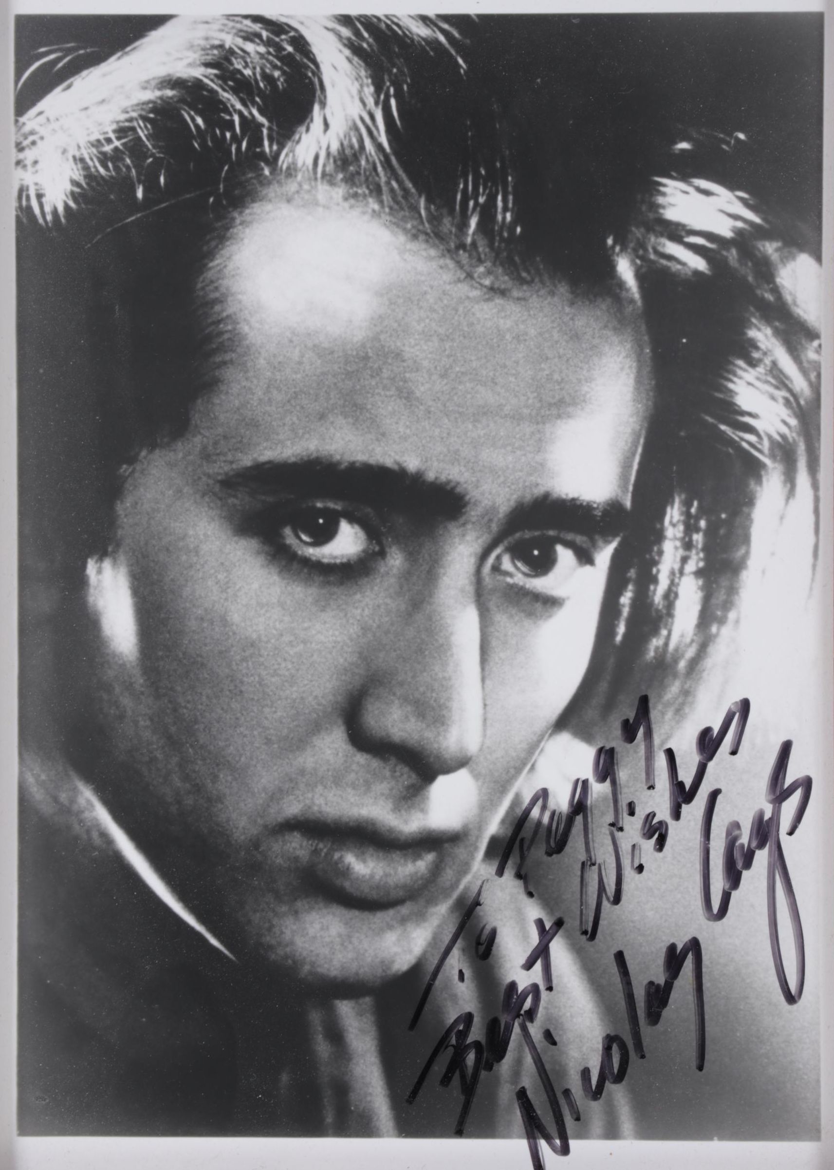 Nicholas Cage Signed Black and White Headshot