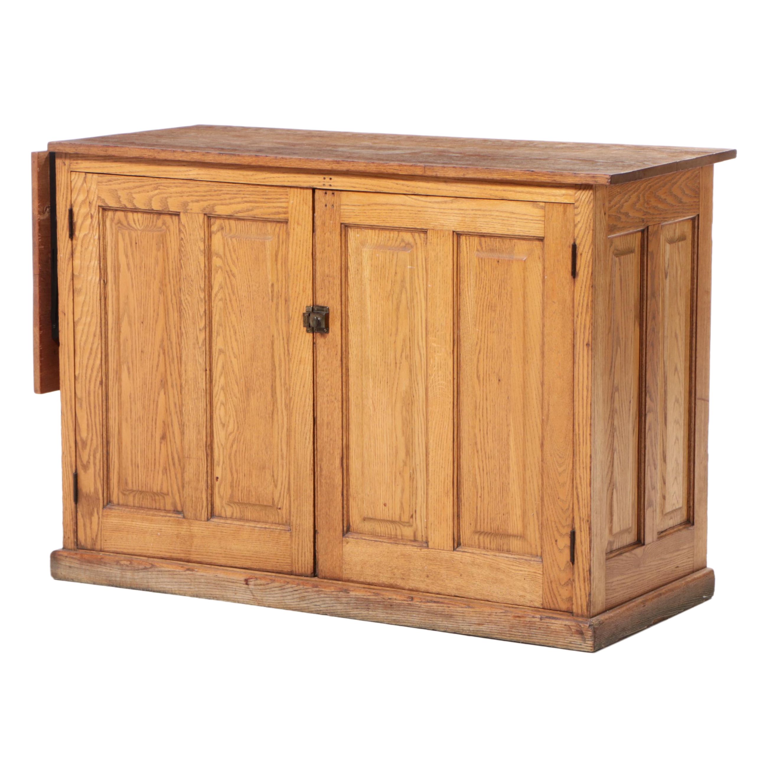 American Primitive Oak Kitchen Island, Late 19th/Early 20th Century and Adapted